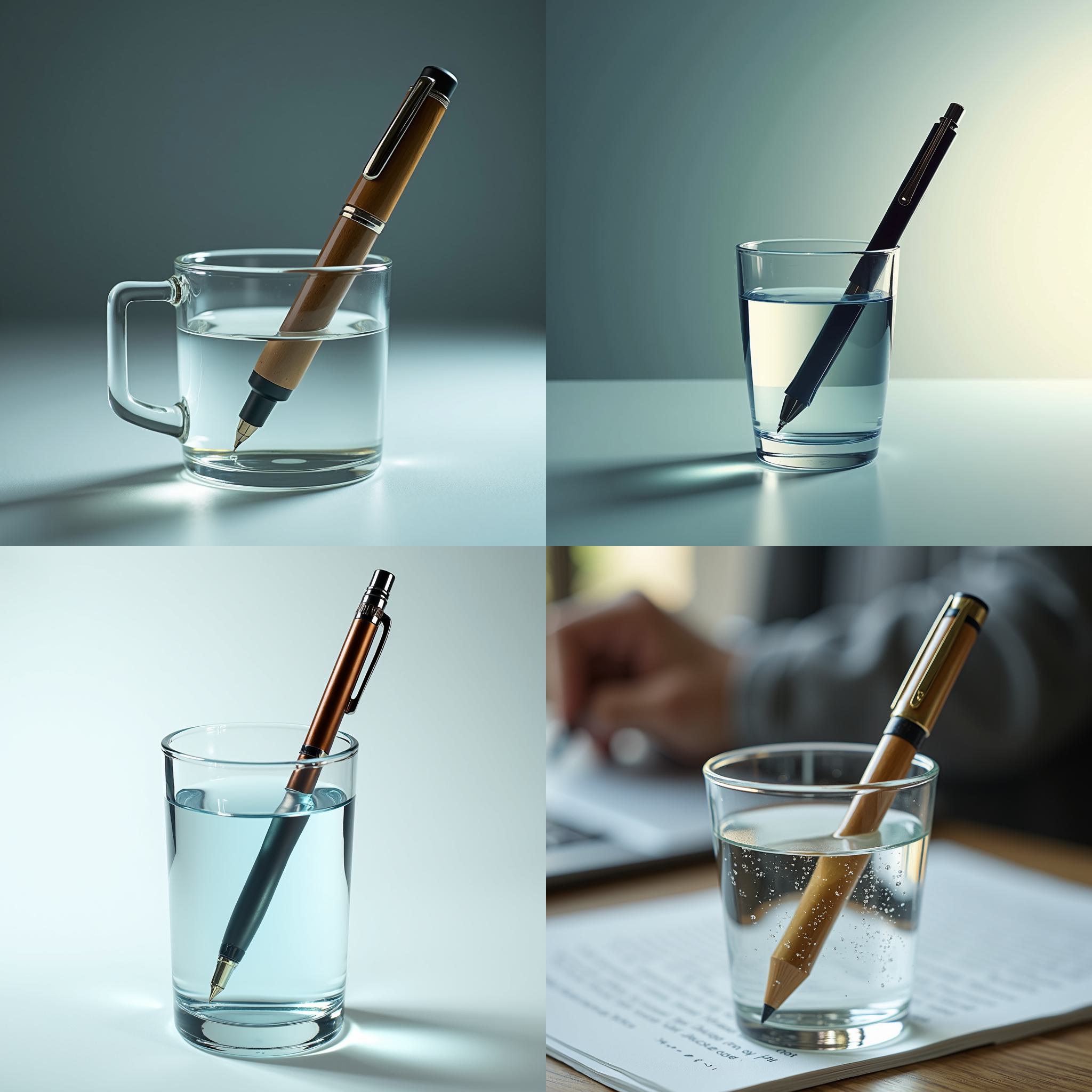 a pen placed in a cup of water