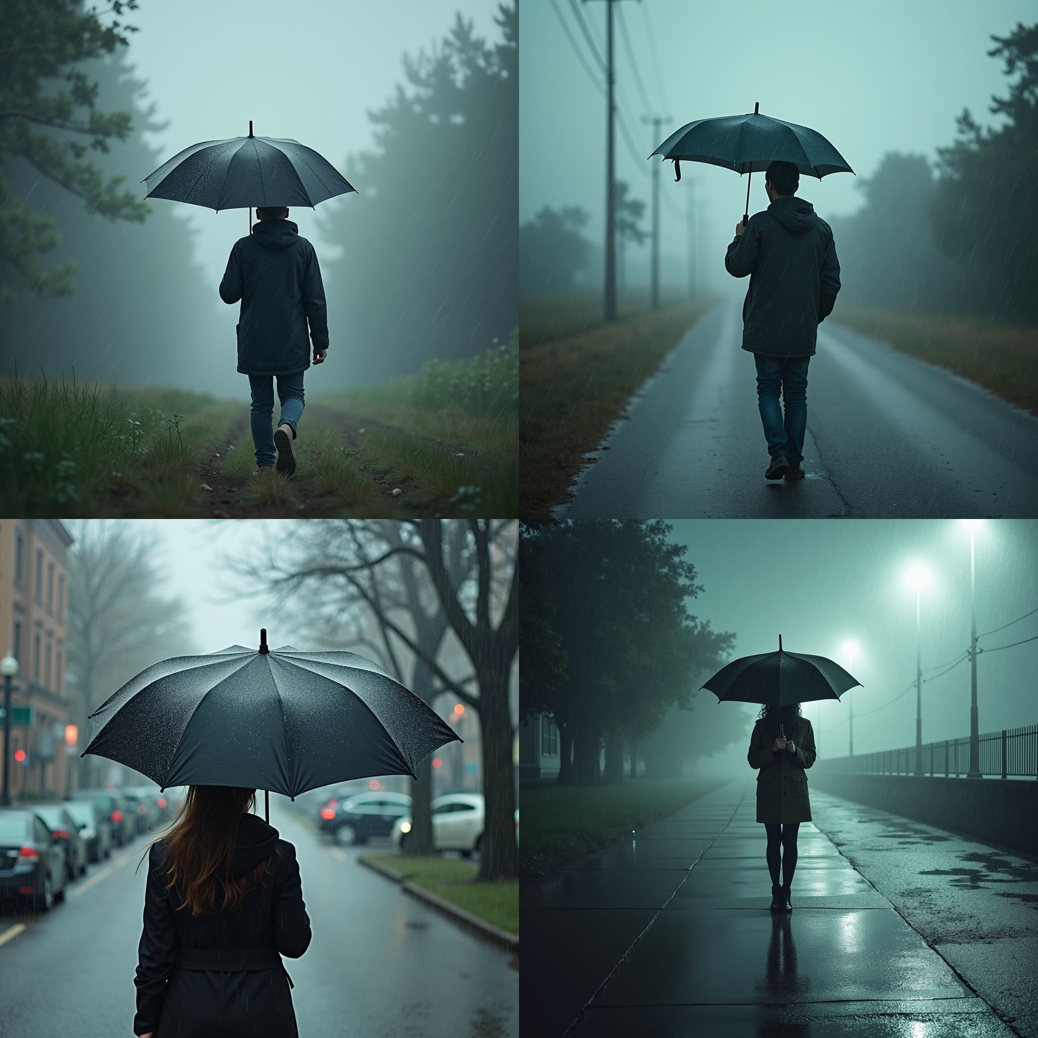 A person holding an umbrella in a windstorm