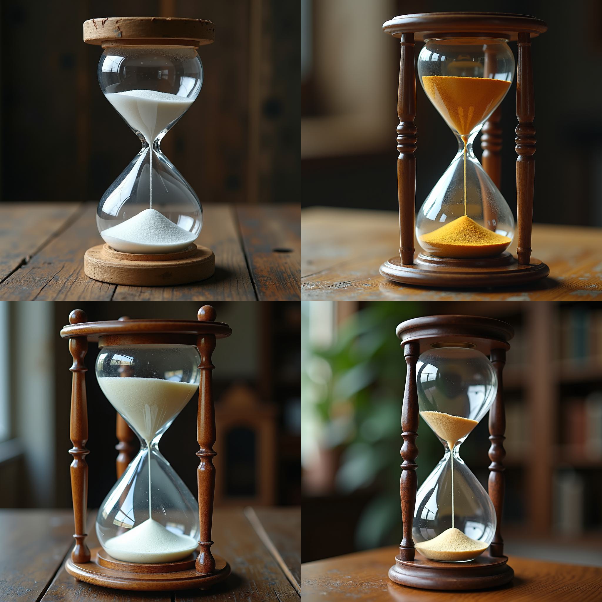 An hourglass just finishing its counting