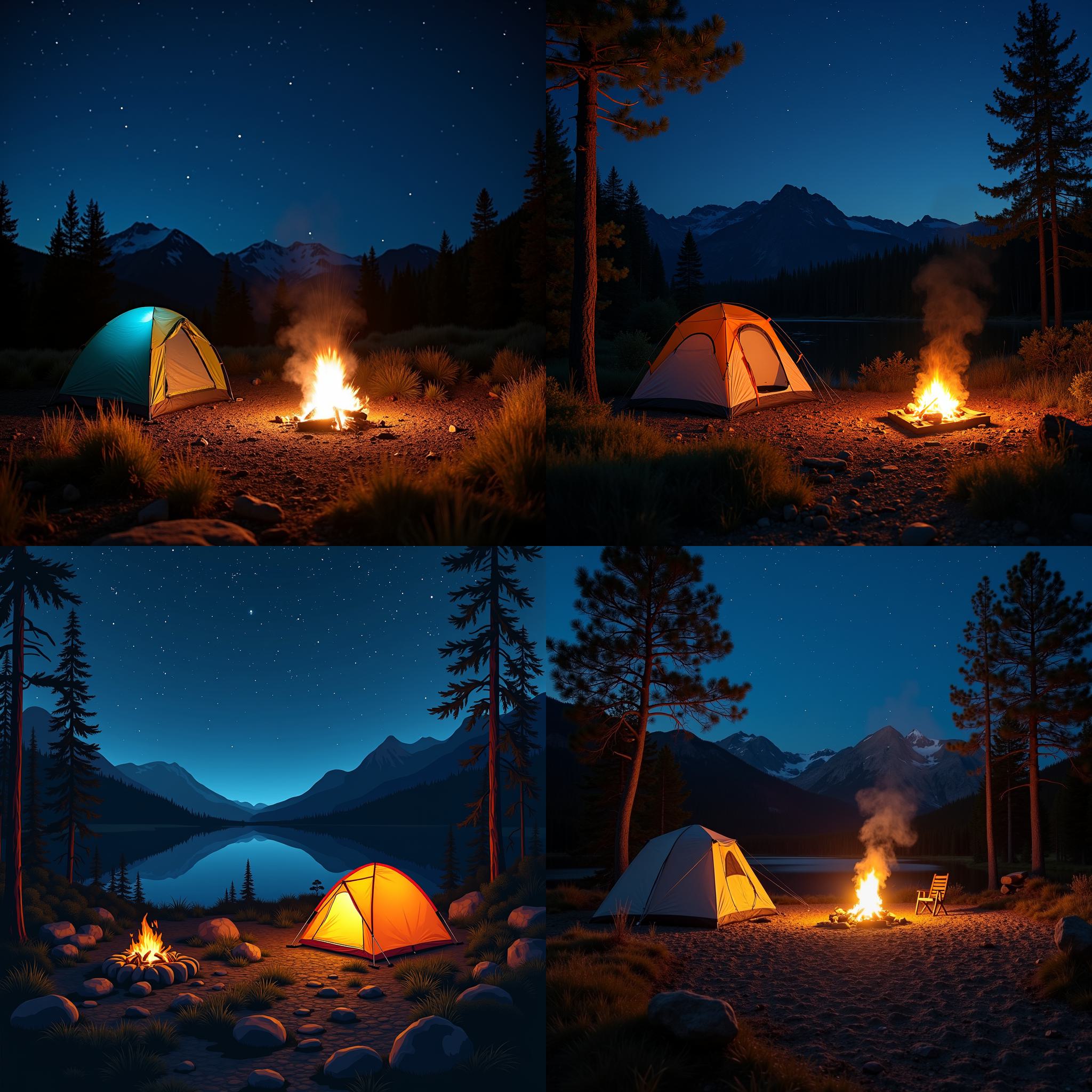 A campsite during a fire ban at night