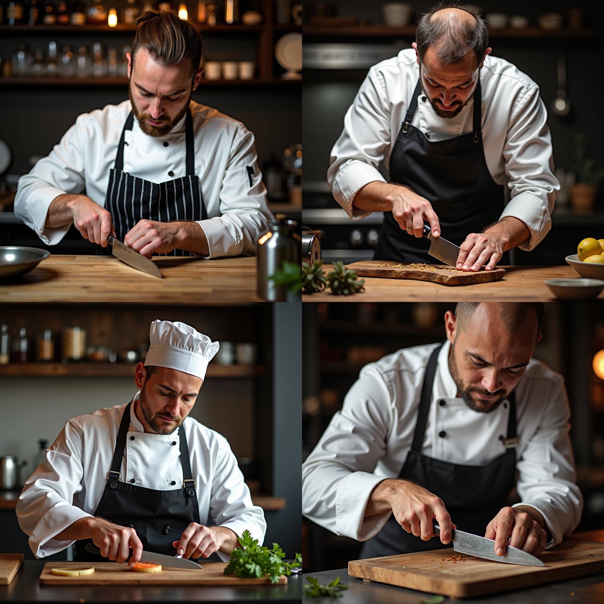 A chef sharpening a knife