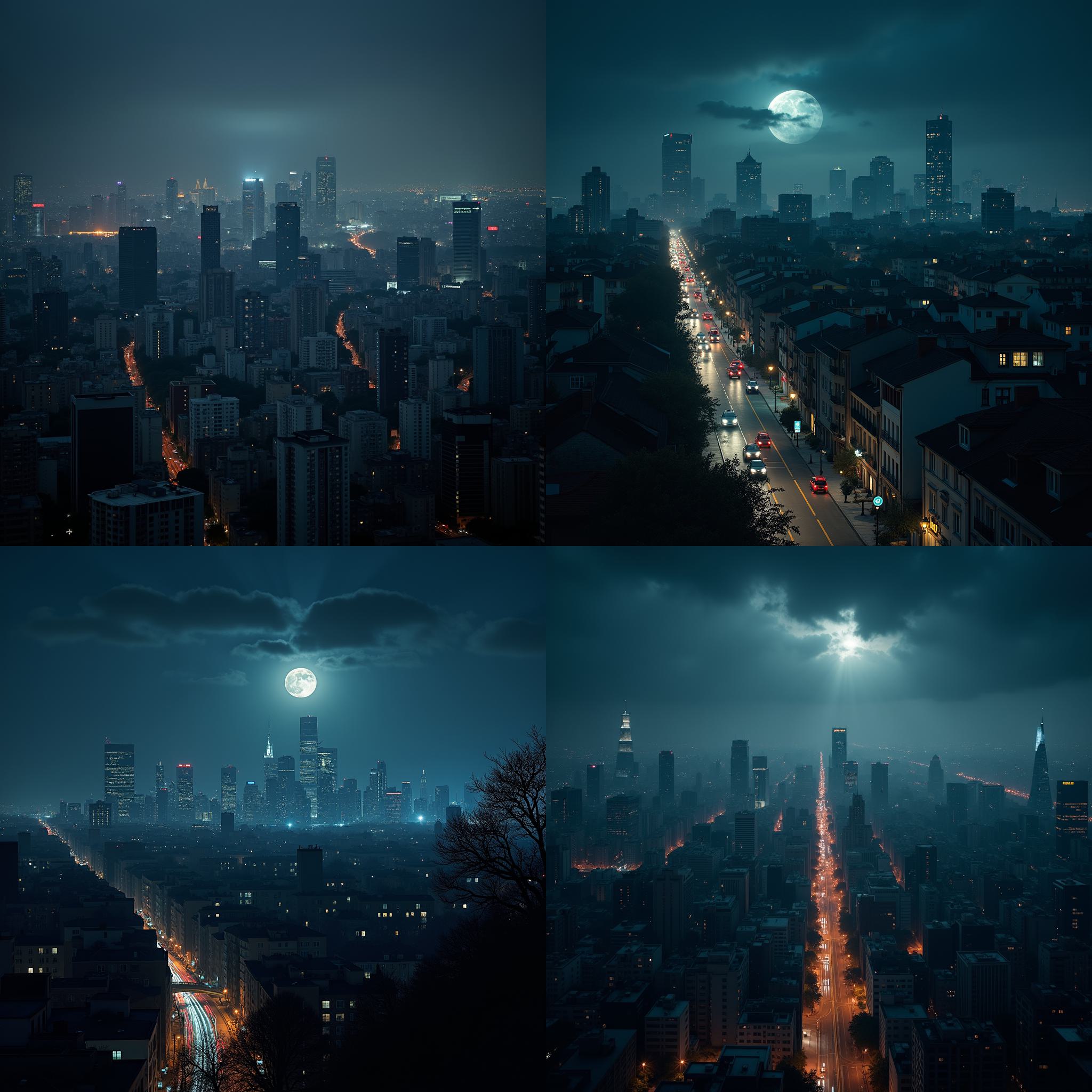 A city during a blackout at night