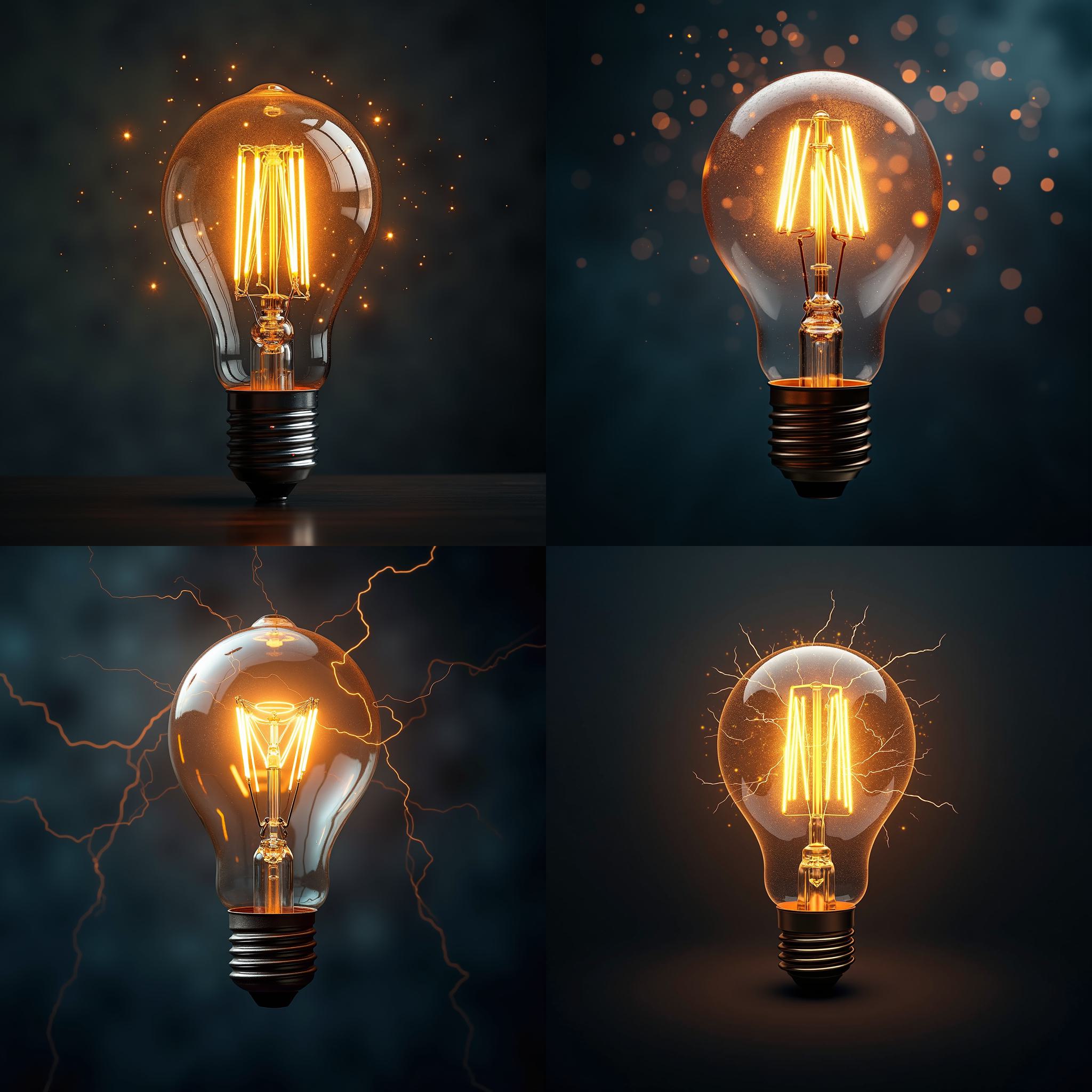 A lightbulb with electricity