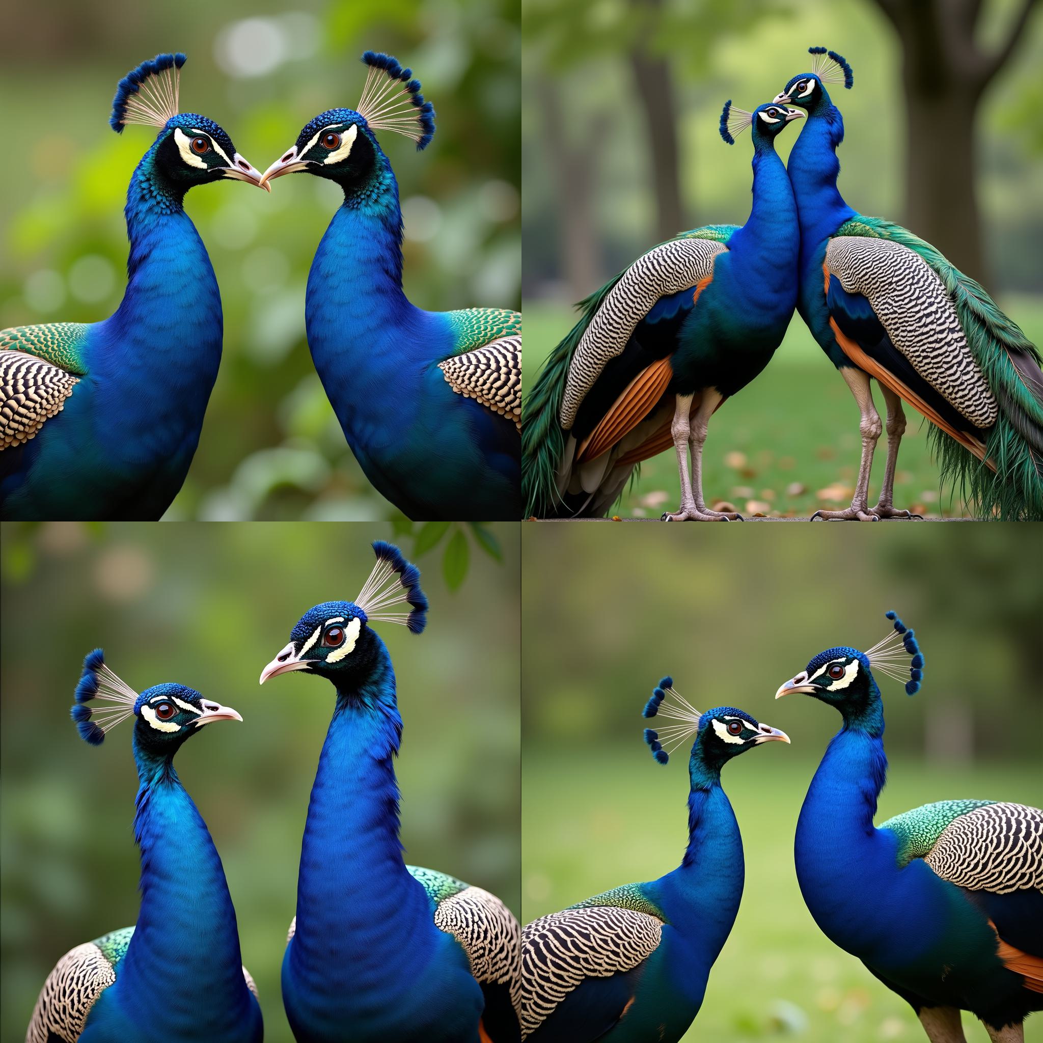 A peacock attracting a mate