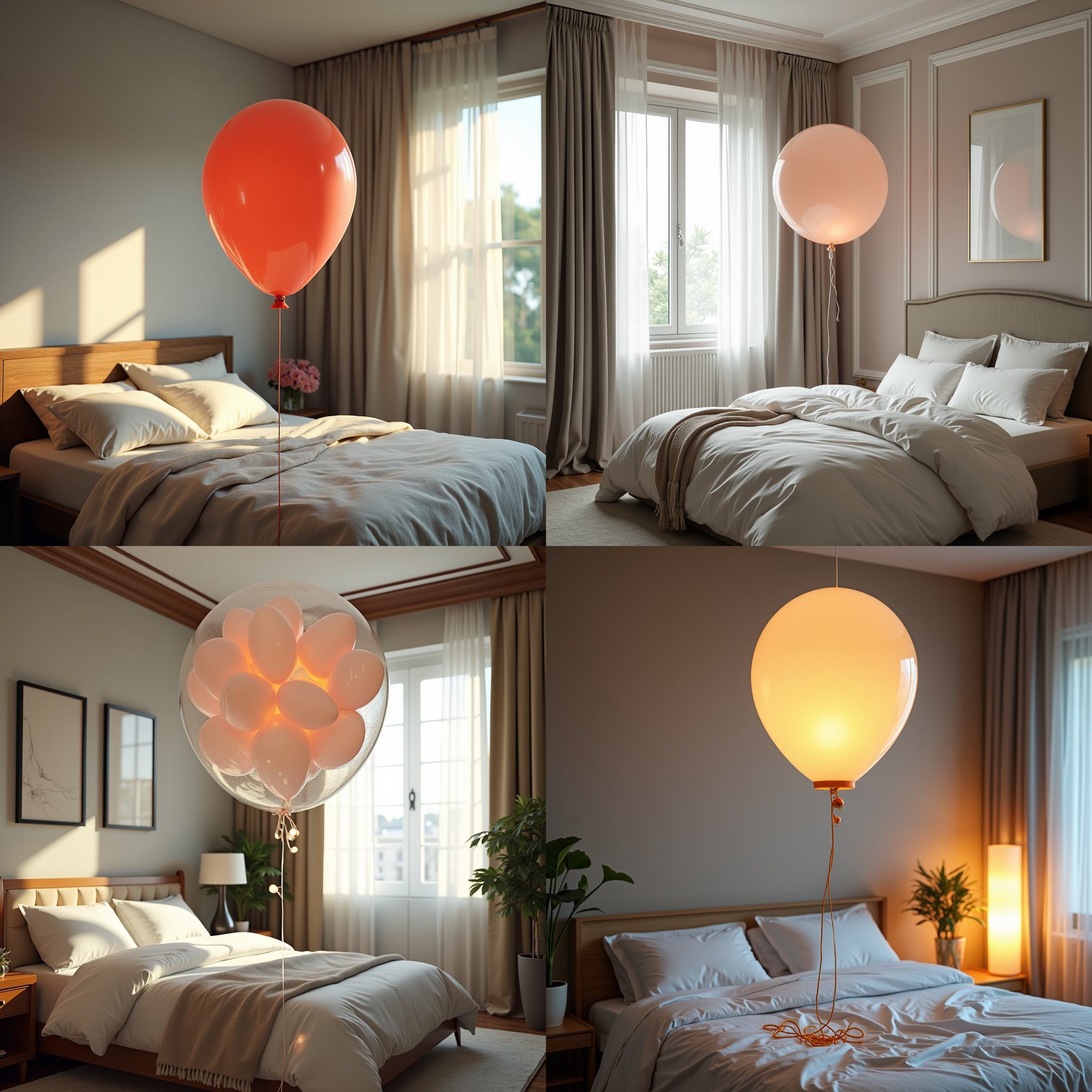 A balloon filled with air in the bedroom