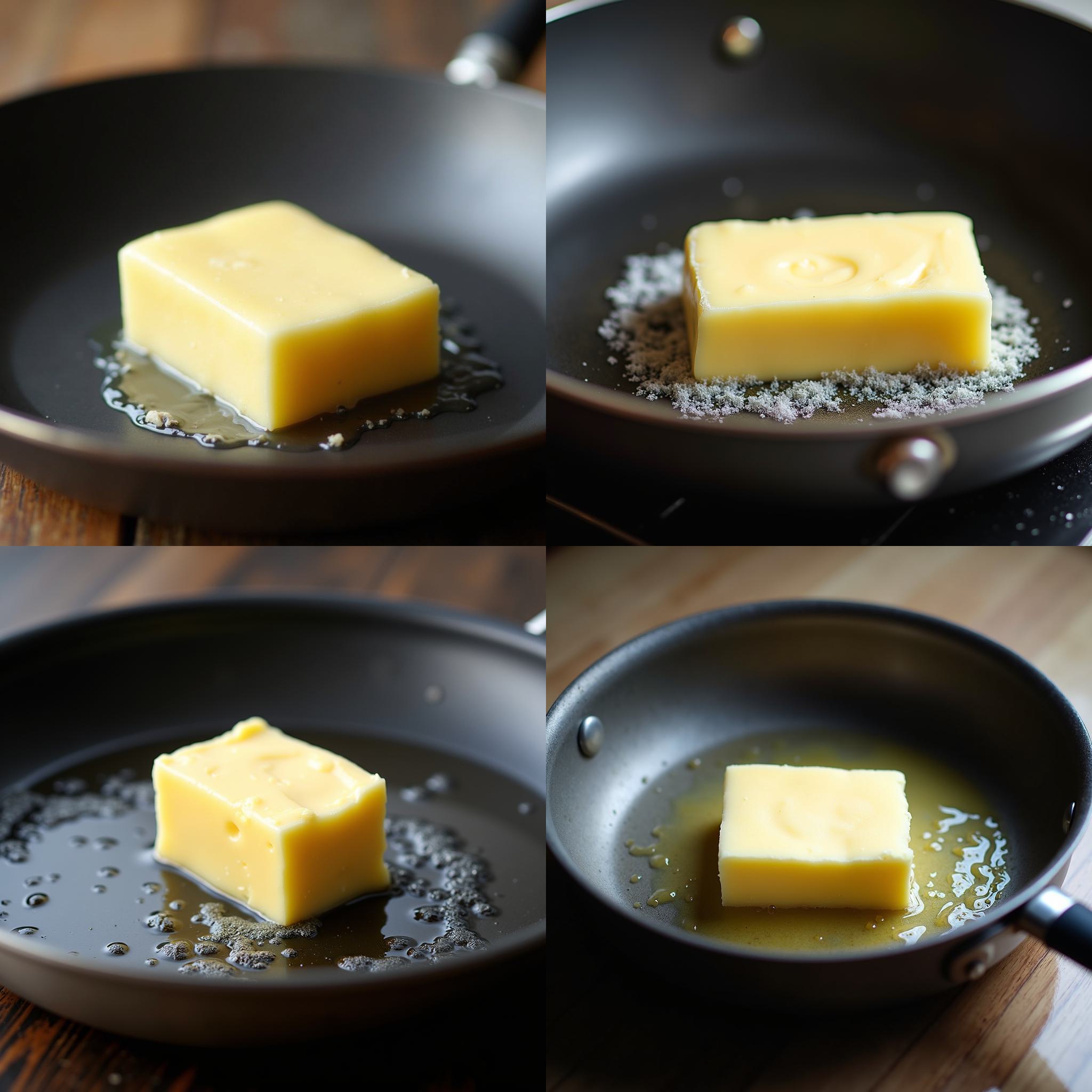 A piece of butter in a cold pan