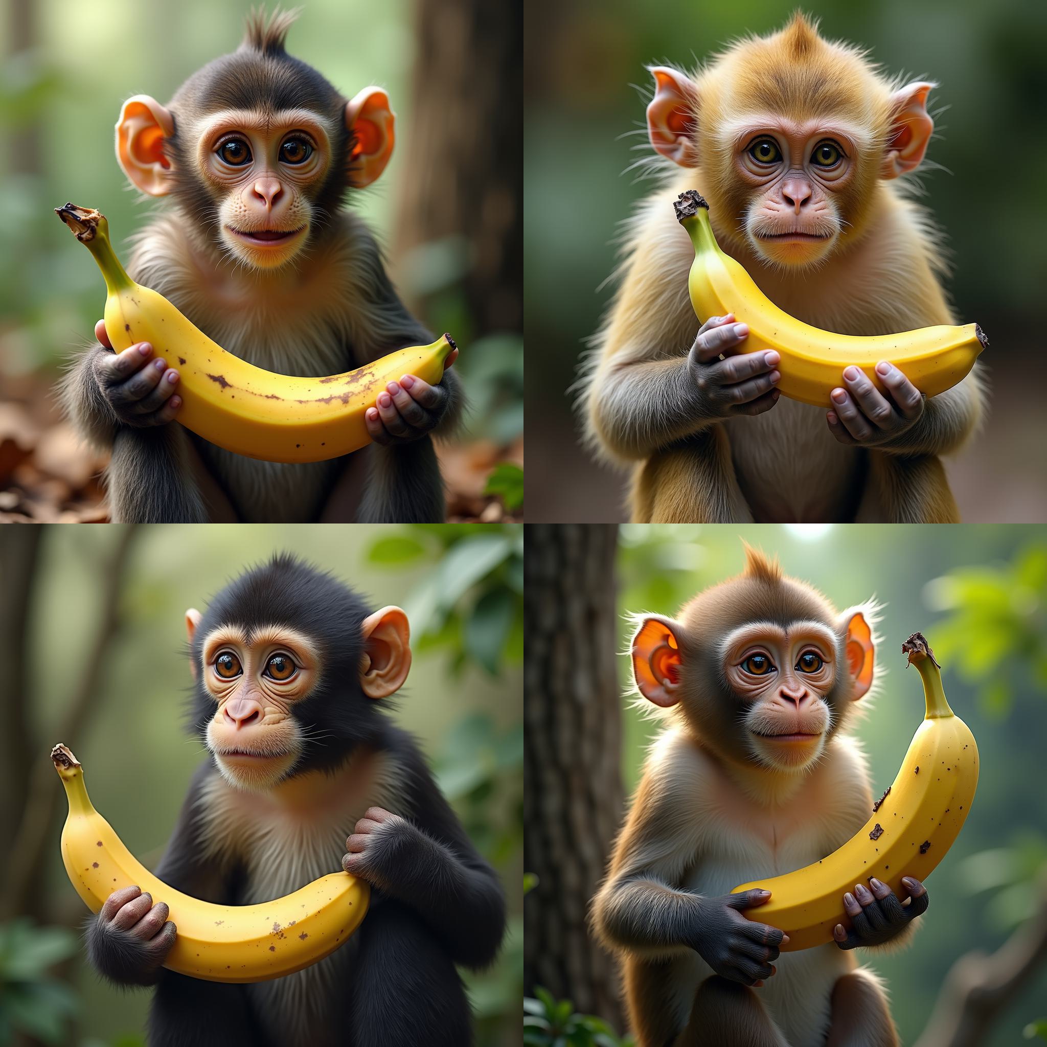 A monkey holding a banana