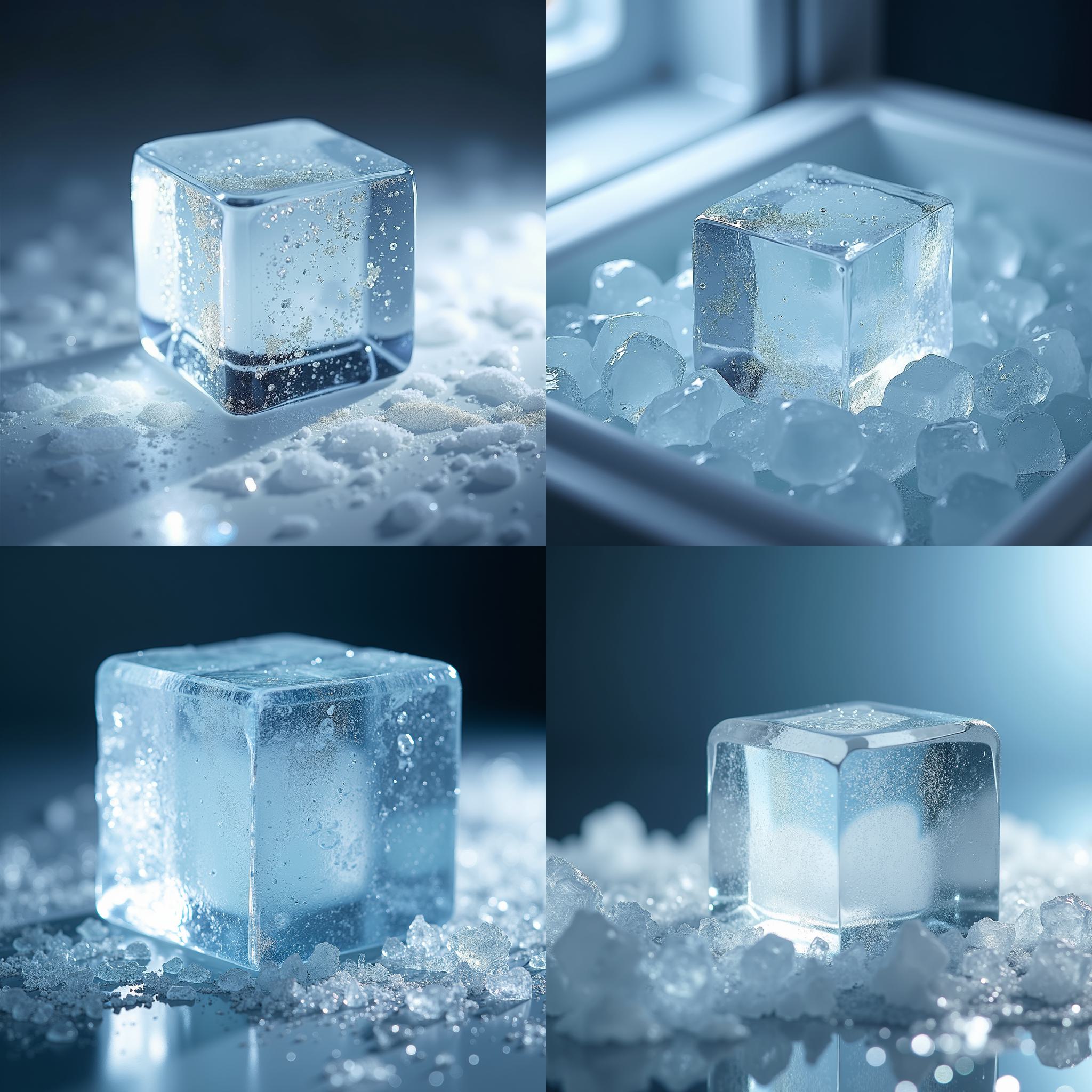 An ice cube in a freezer