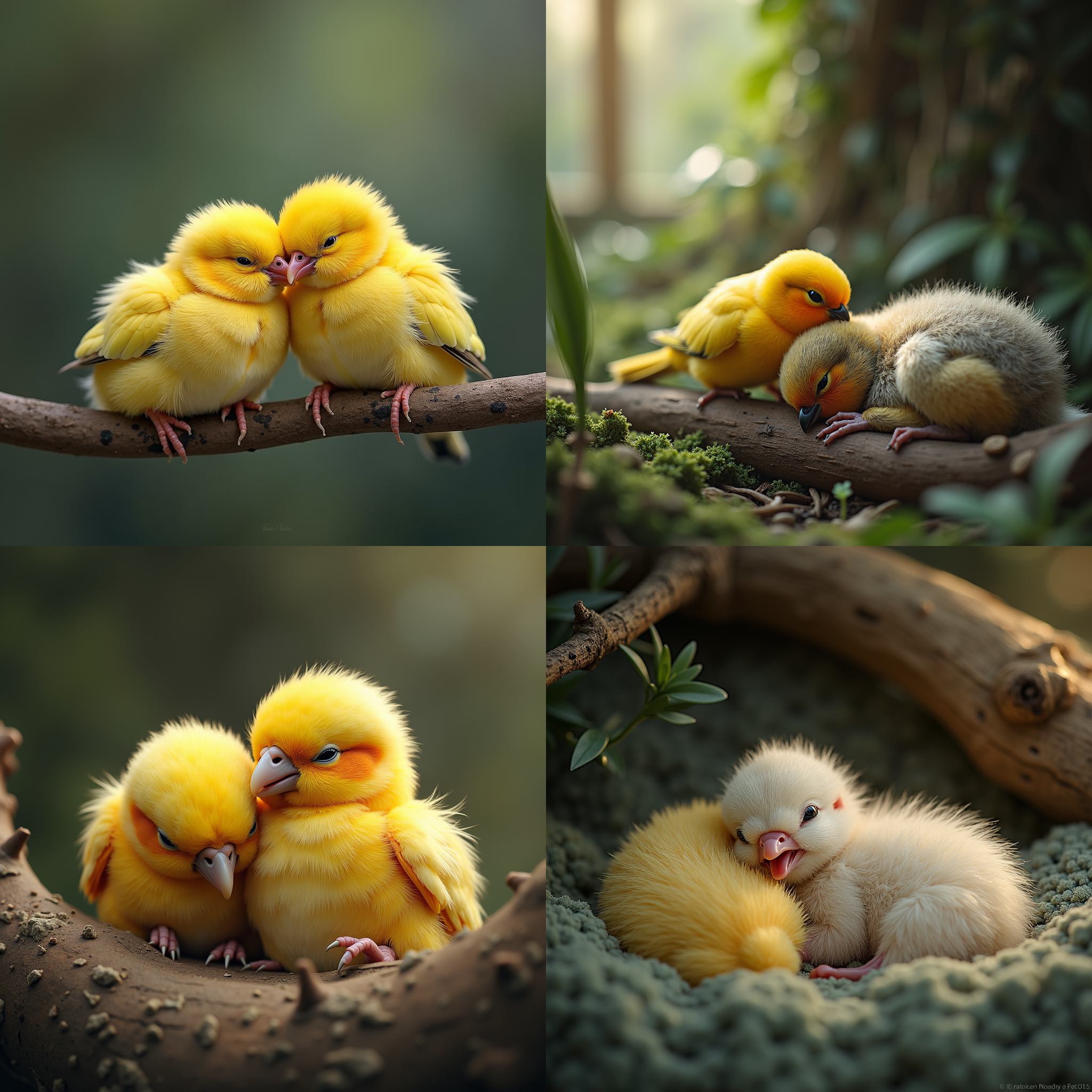 Sleeping baby birds