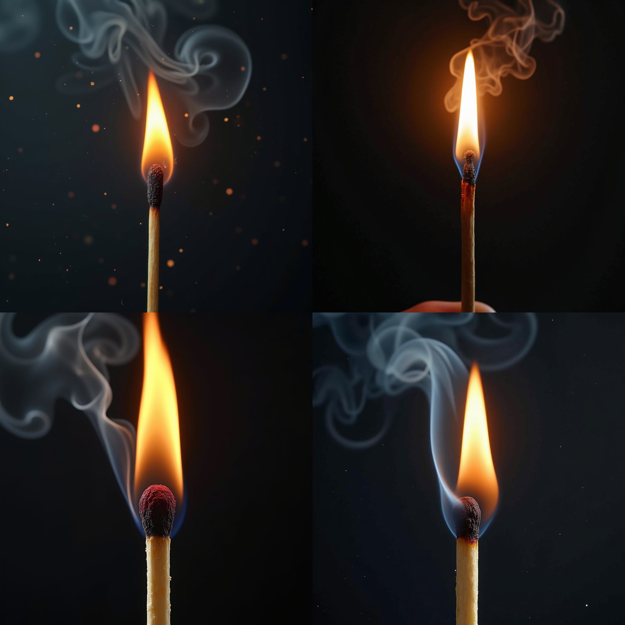 A burning matchstick in the air