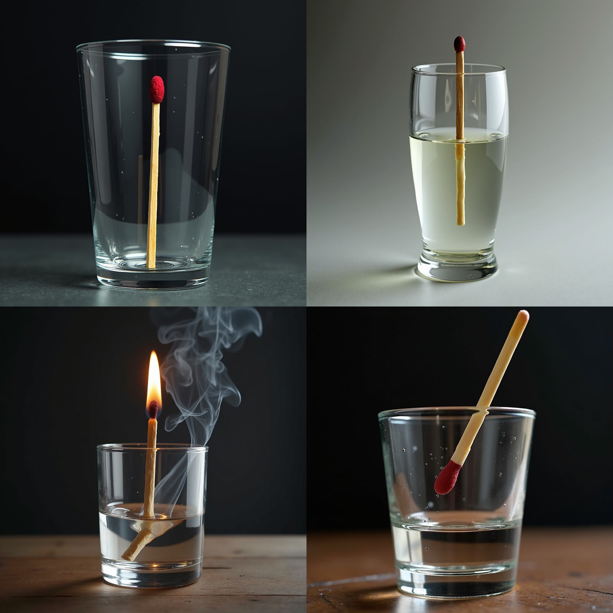 A matchstick struck against a glass