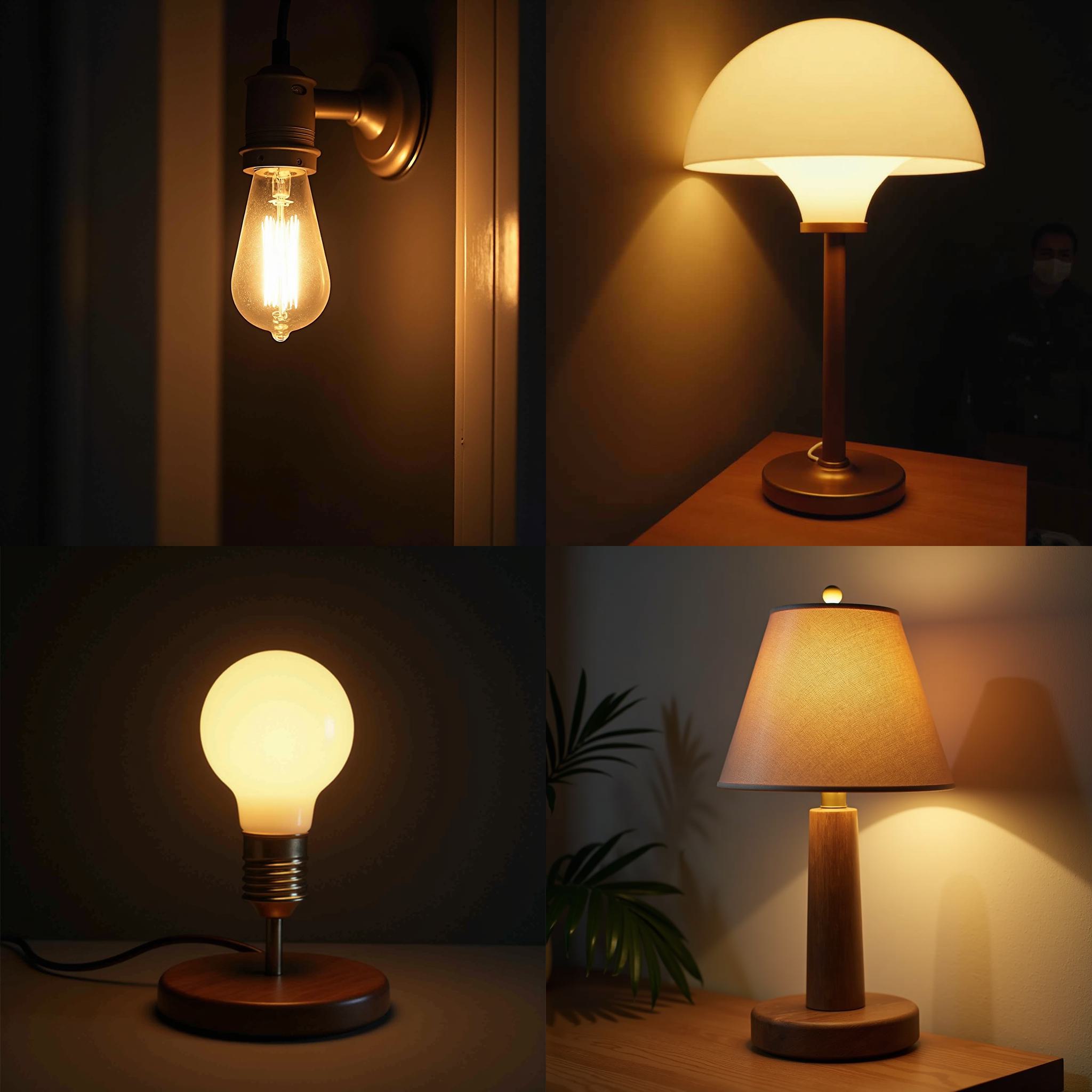 A lamp with the knob switched on