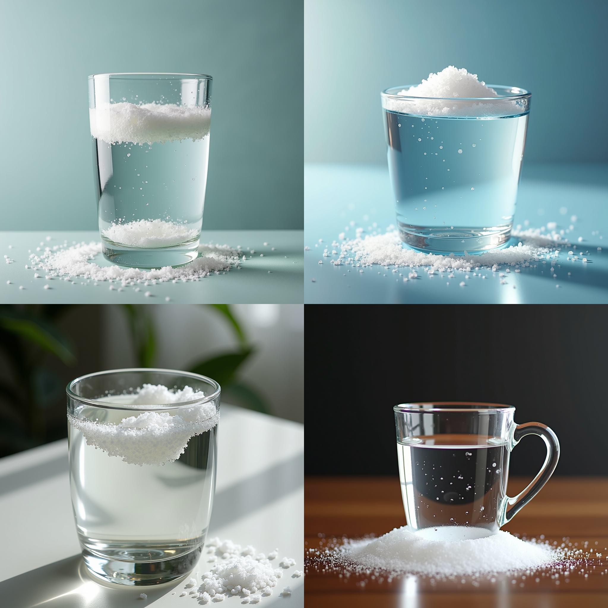 A cup of water with salt just added