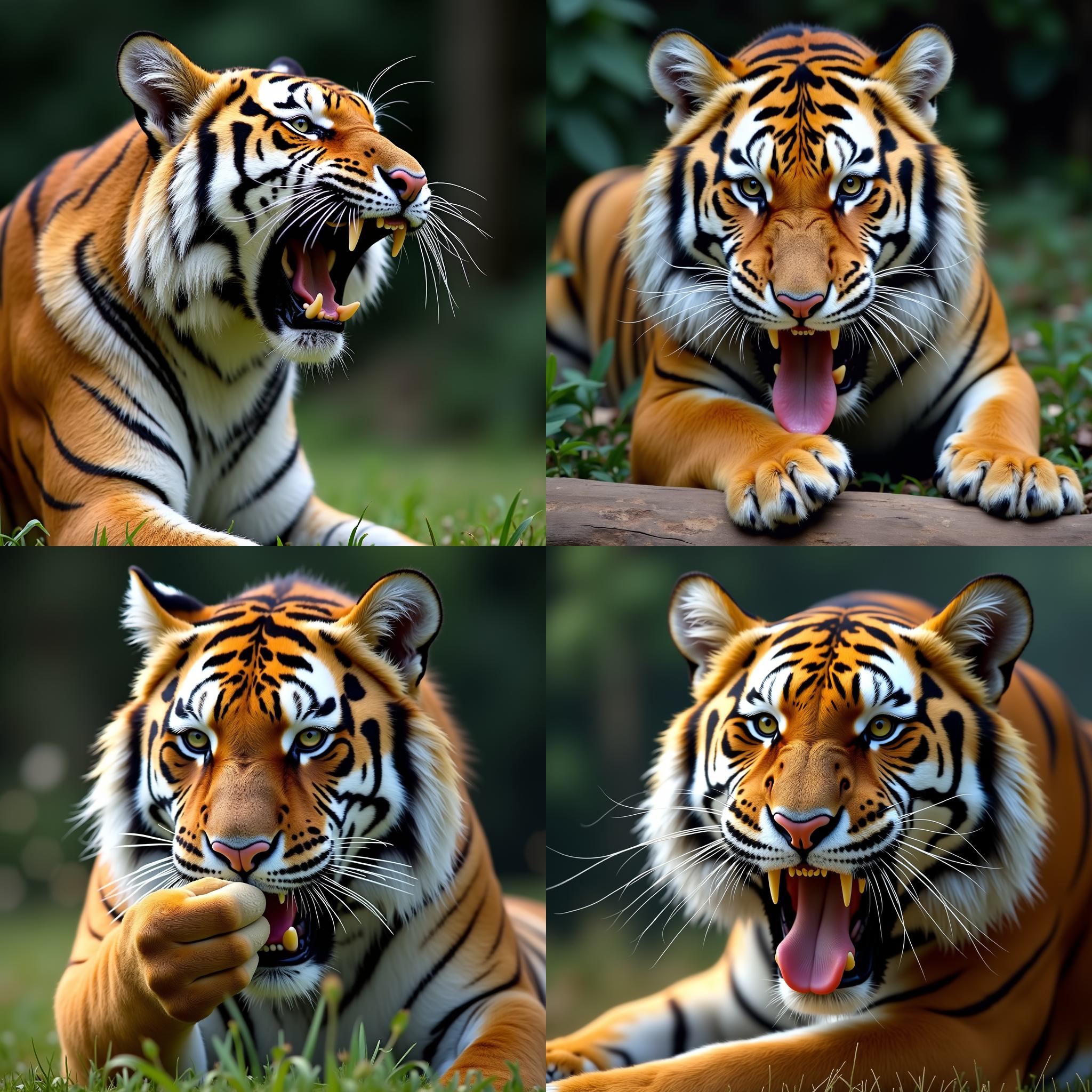 A tiger eating