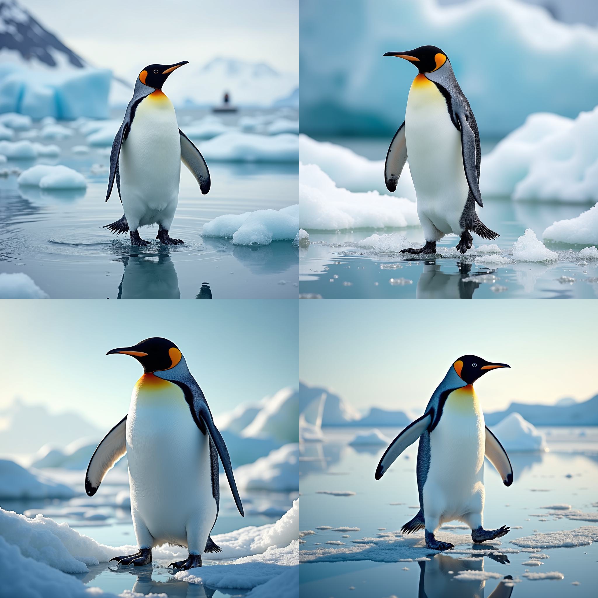 A penguin walking on ice