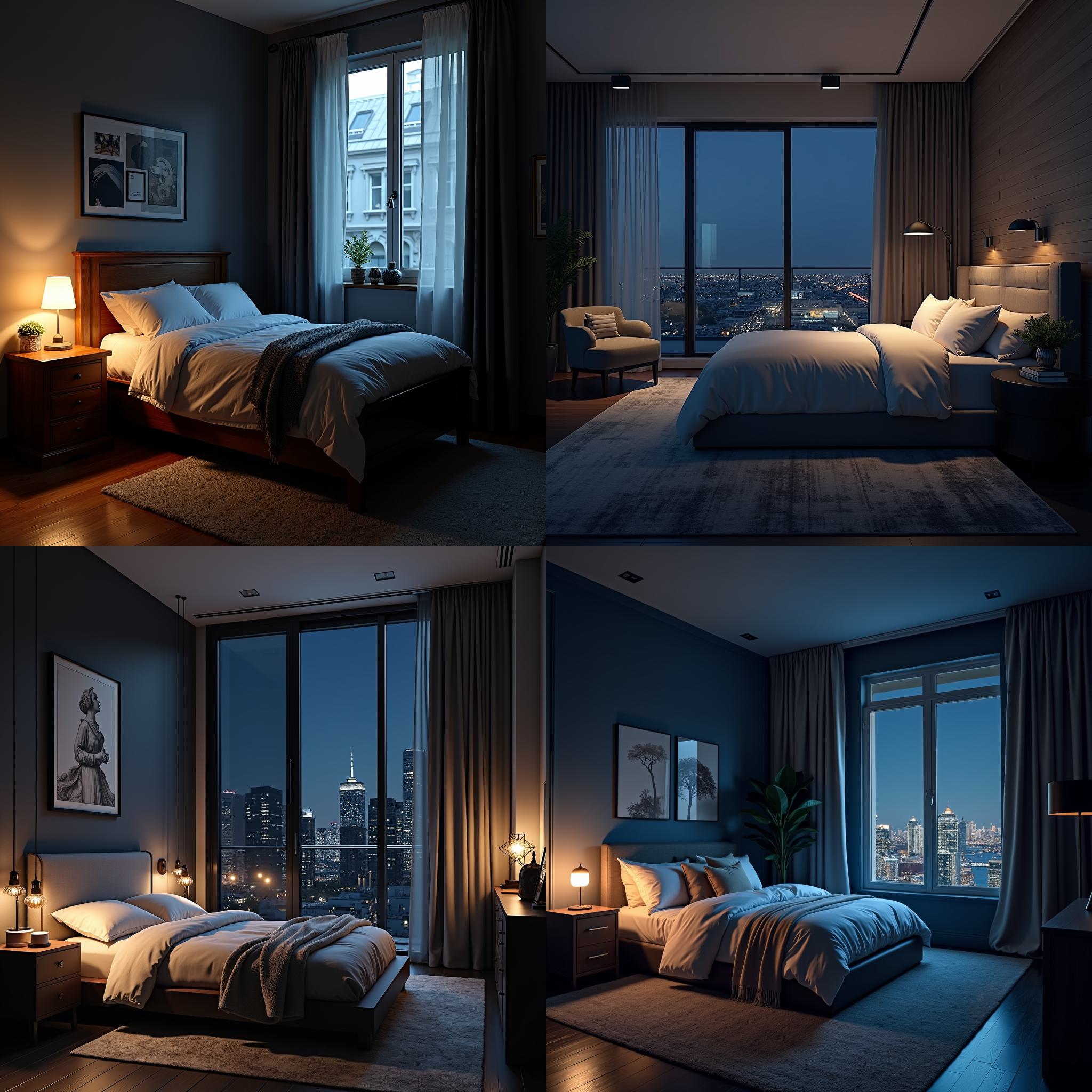 A bedroom at night