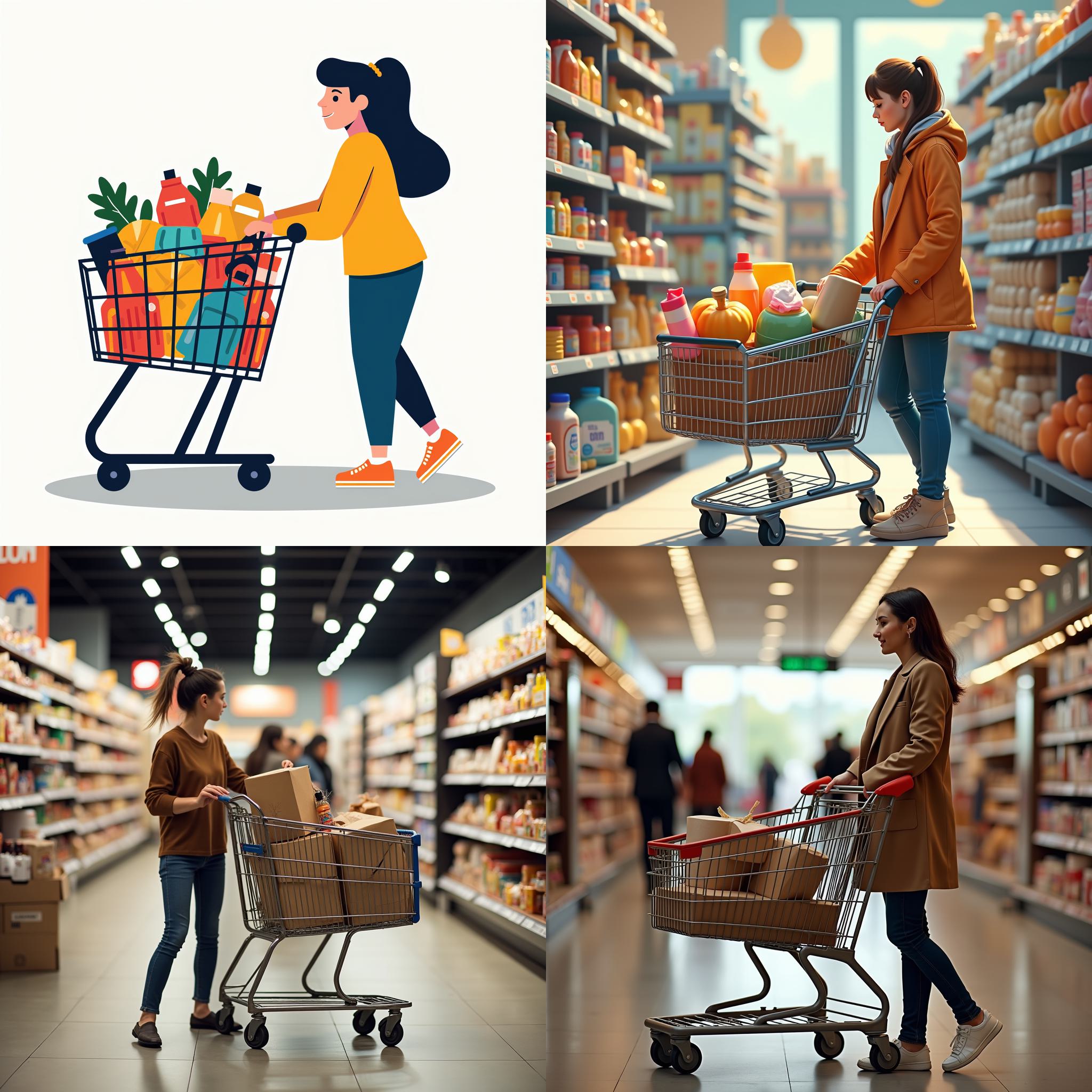 A shopper's cart after she buys a lot of goods