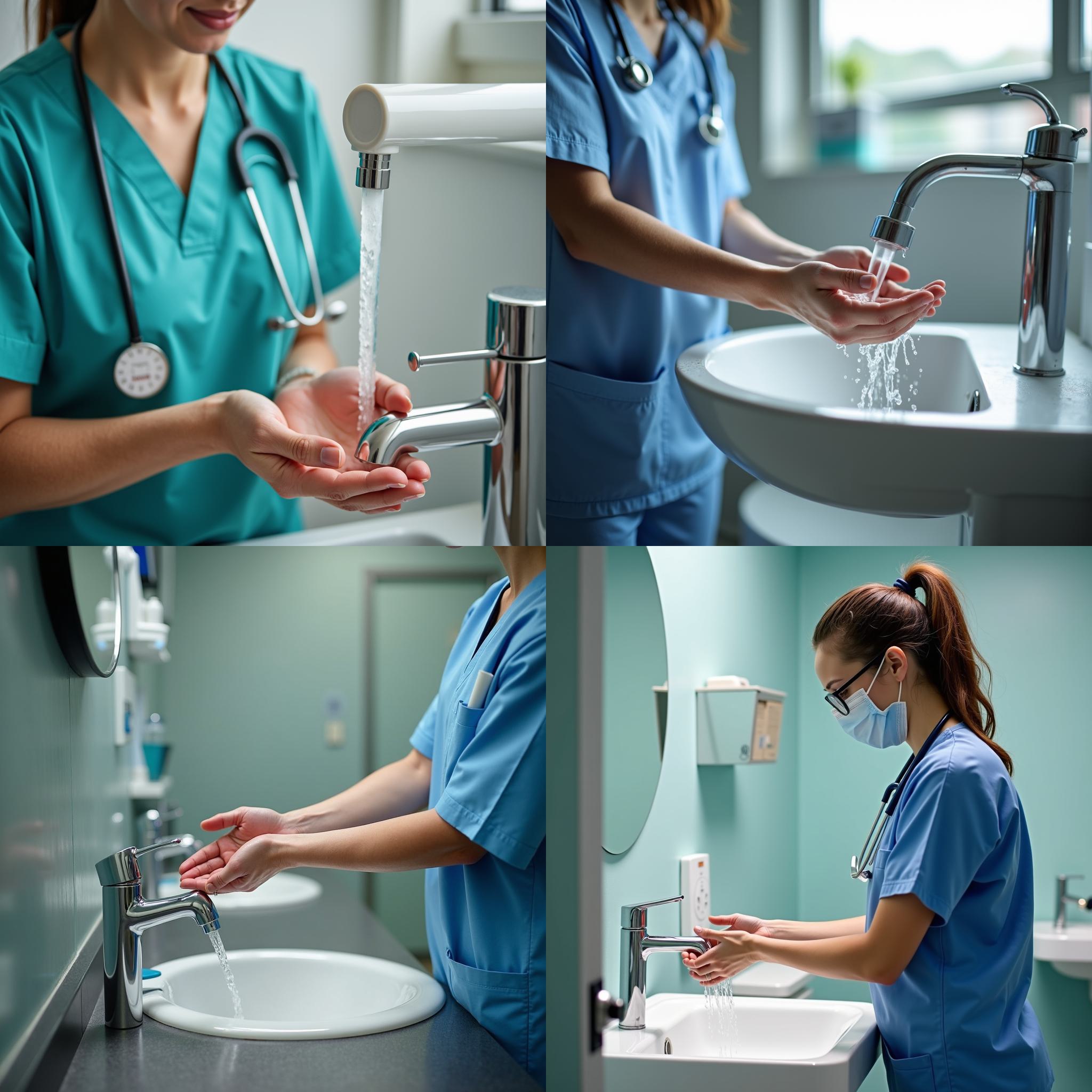 A nurse washing hands