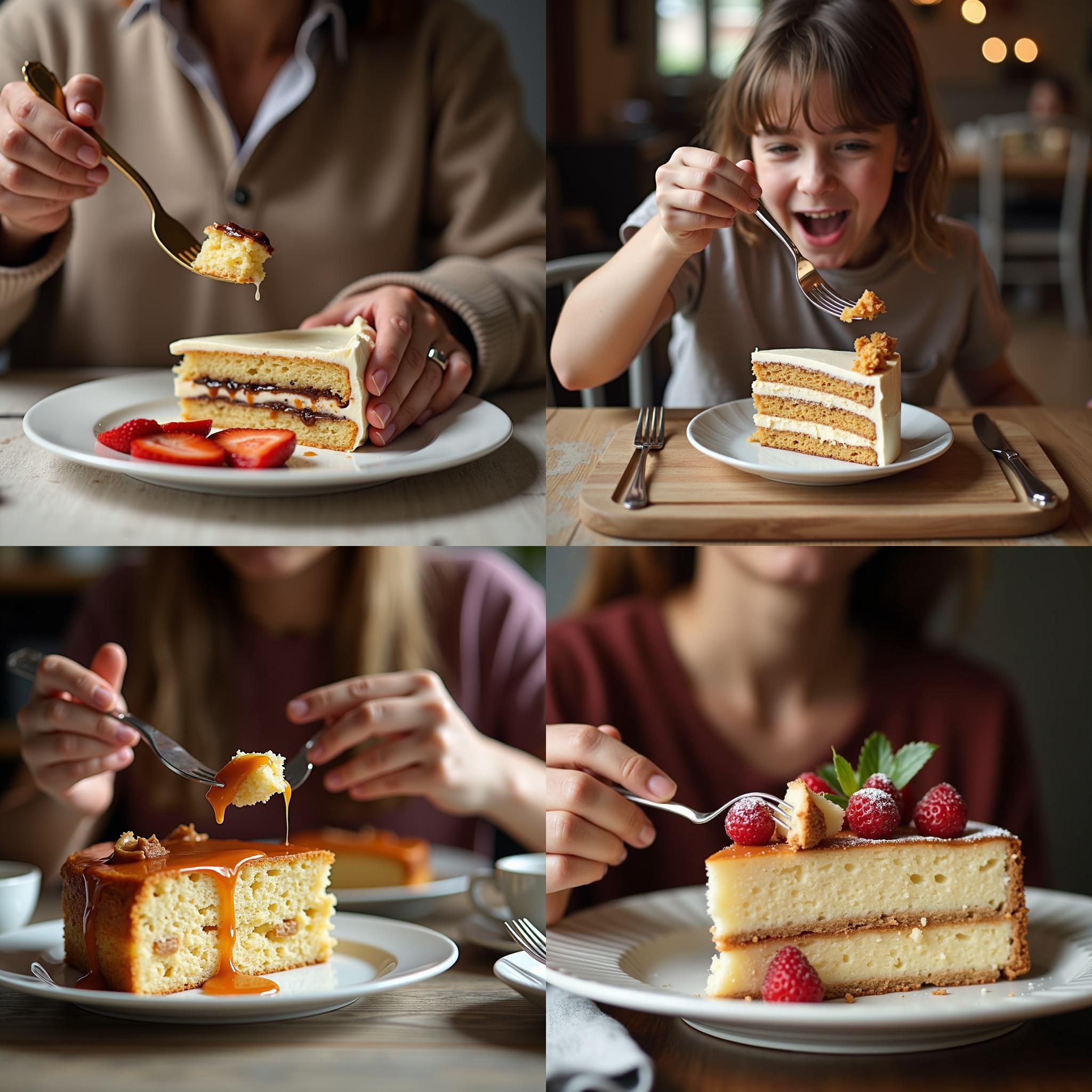 A person eating a cake for a regular dinner