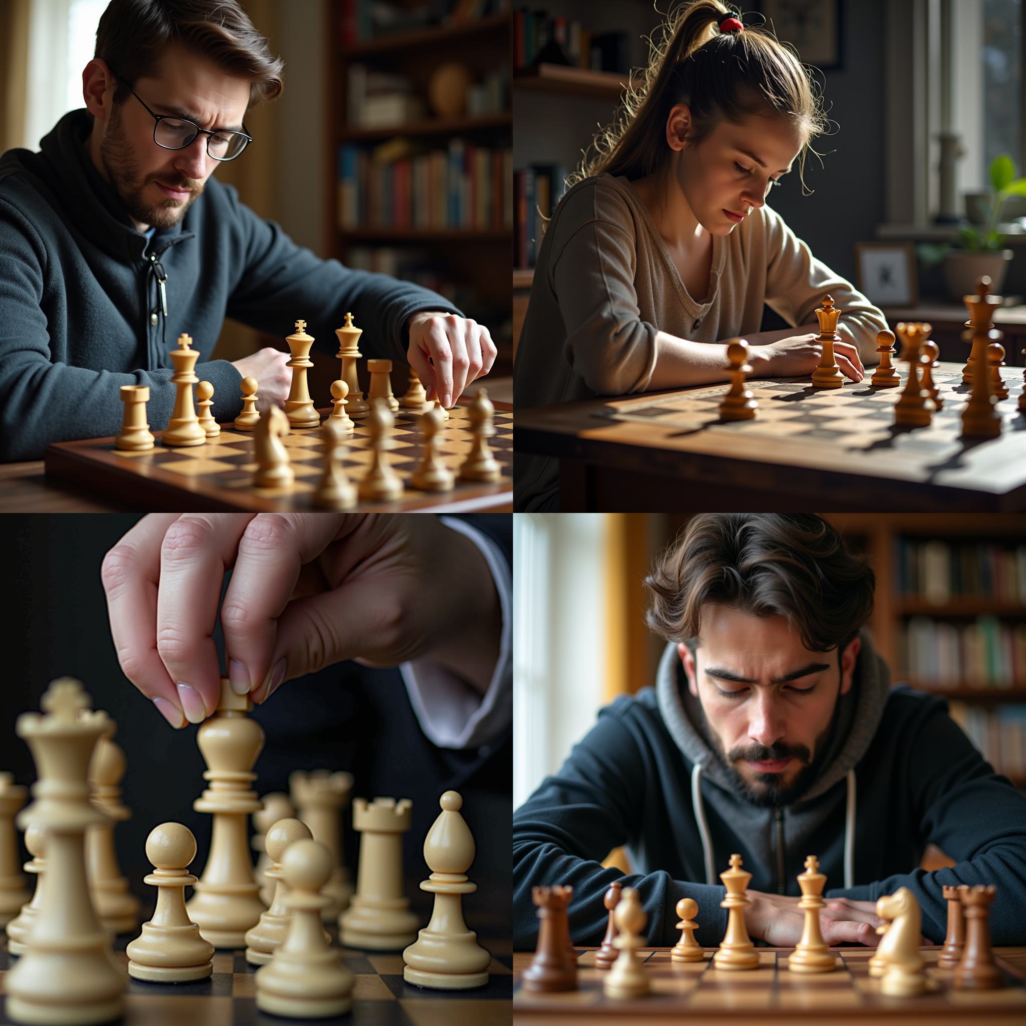 A chess player setting up pieces