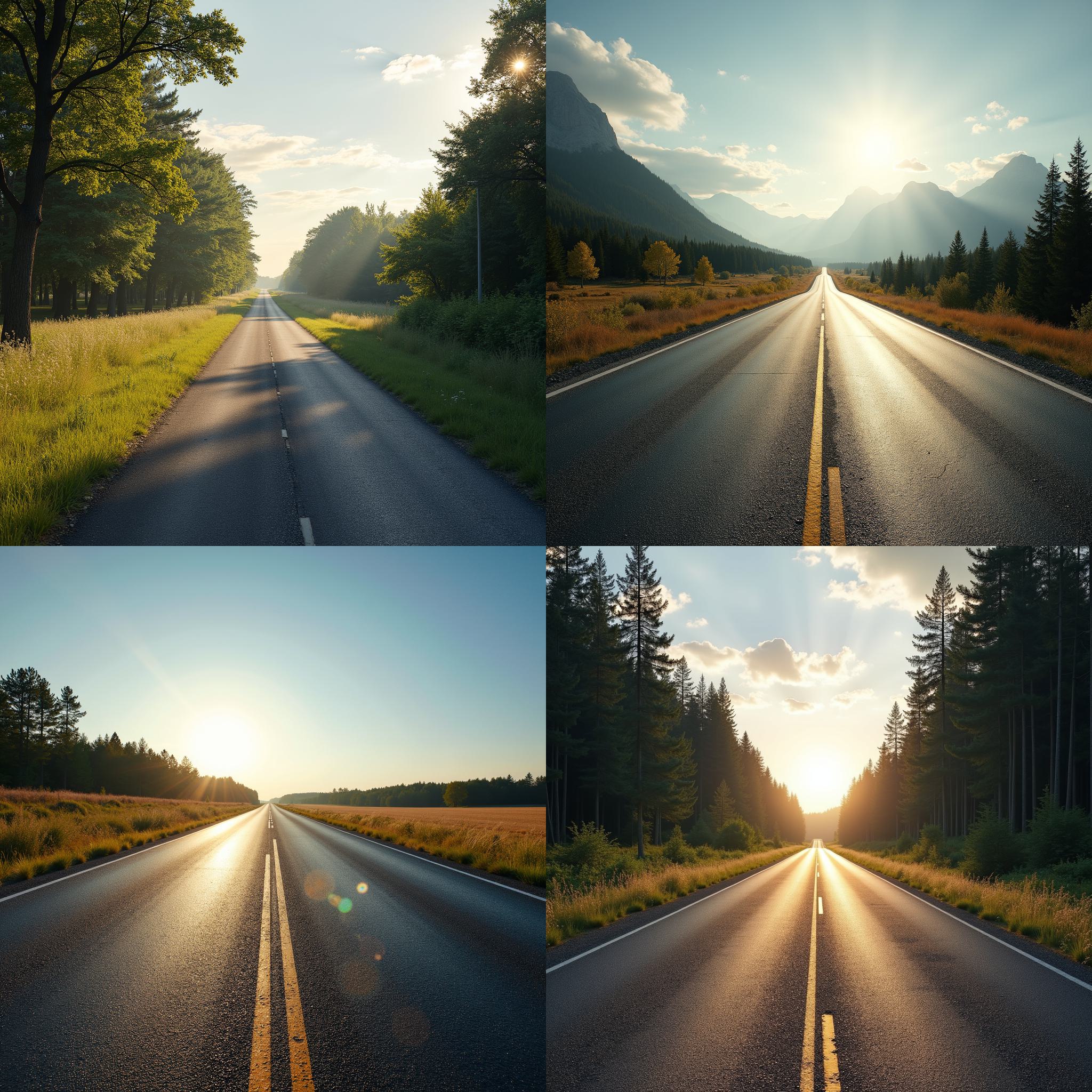 An asphalt road on a sunny day