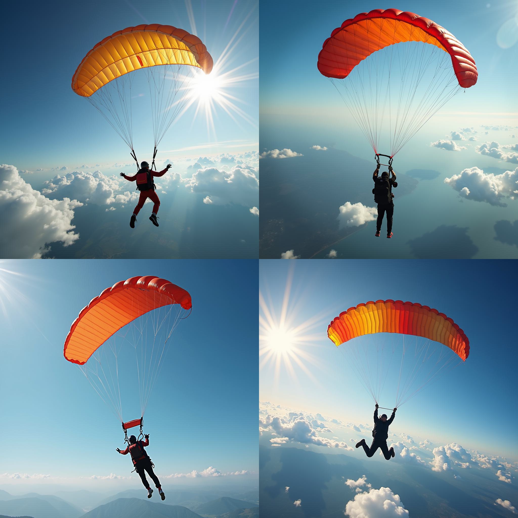 A skydiver opening a parachute