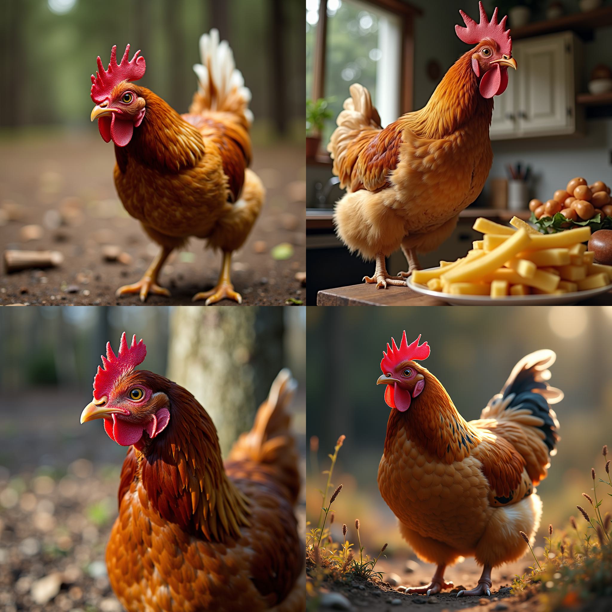 A chicken pecking for food