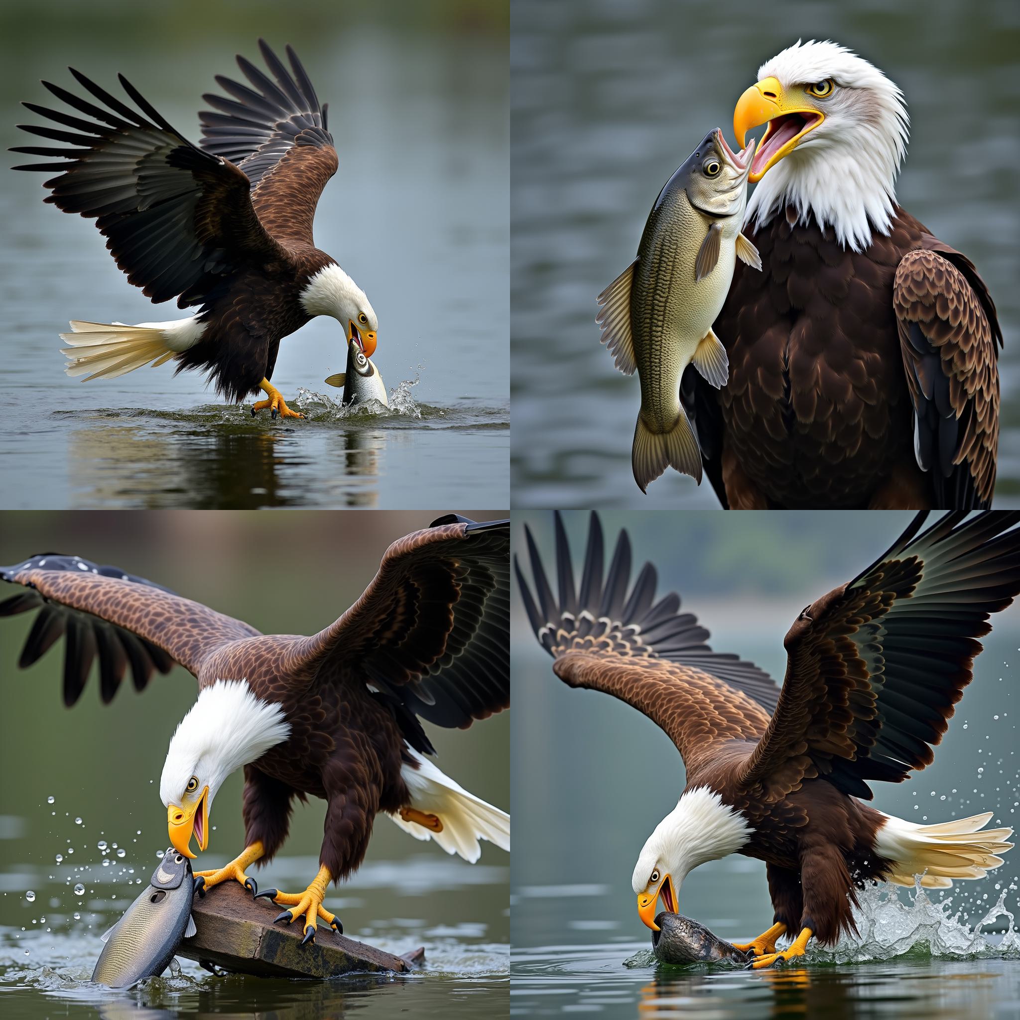 An eagle eating a fish