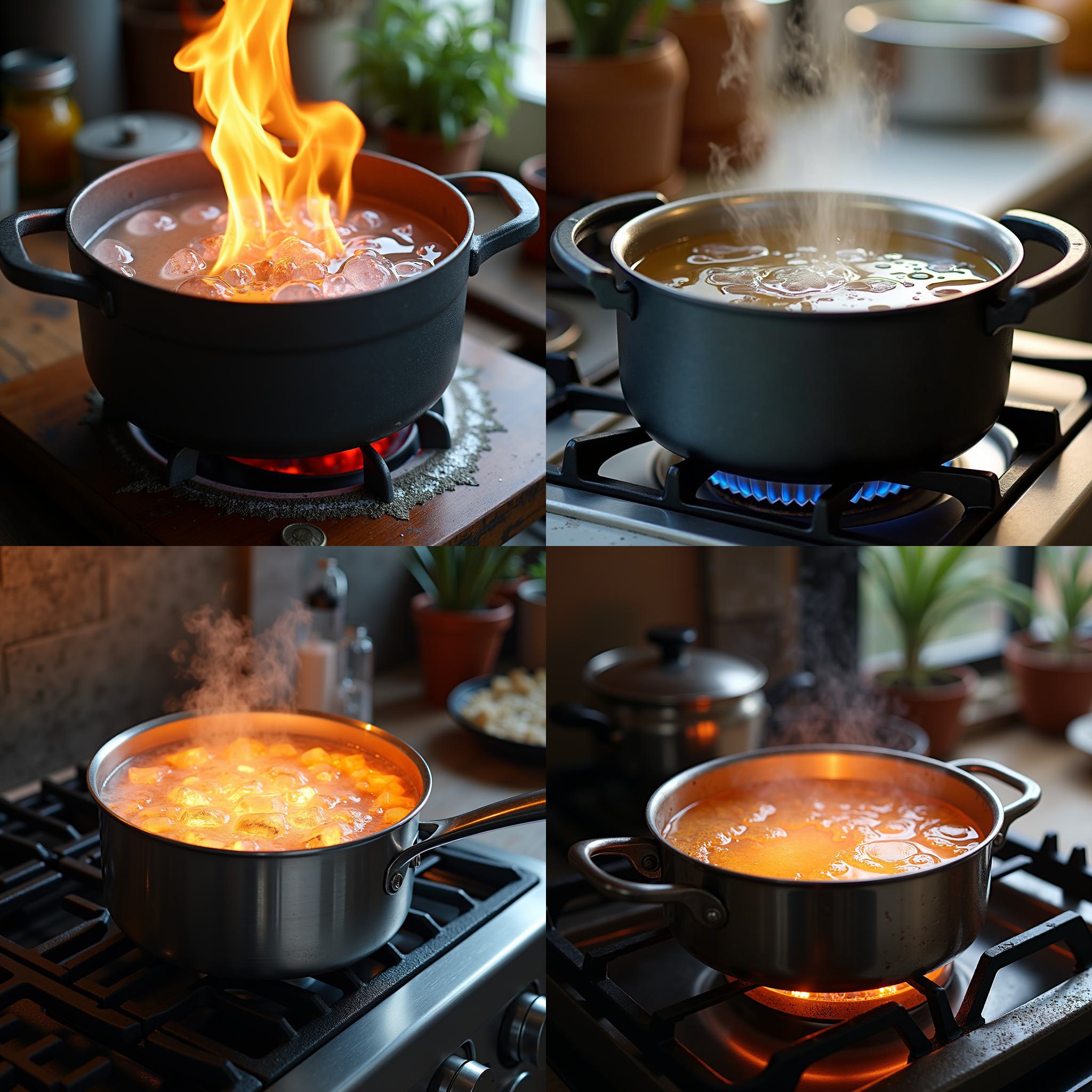 A pot of water heated to 100 degrees celsius