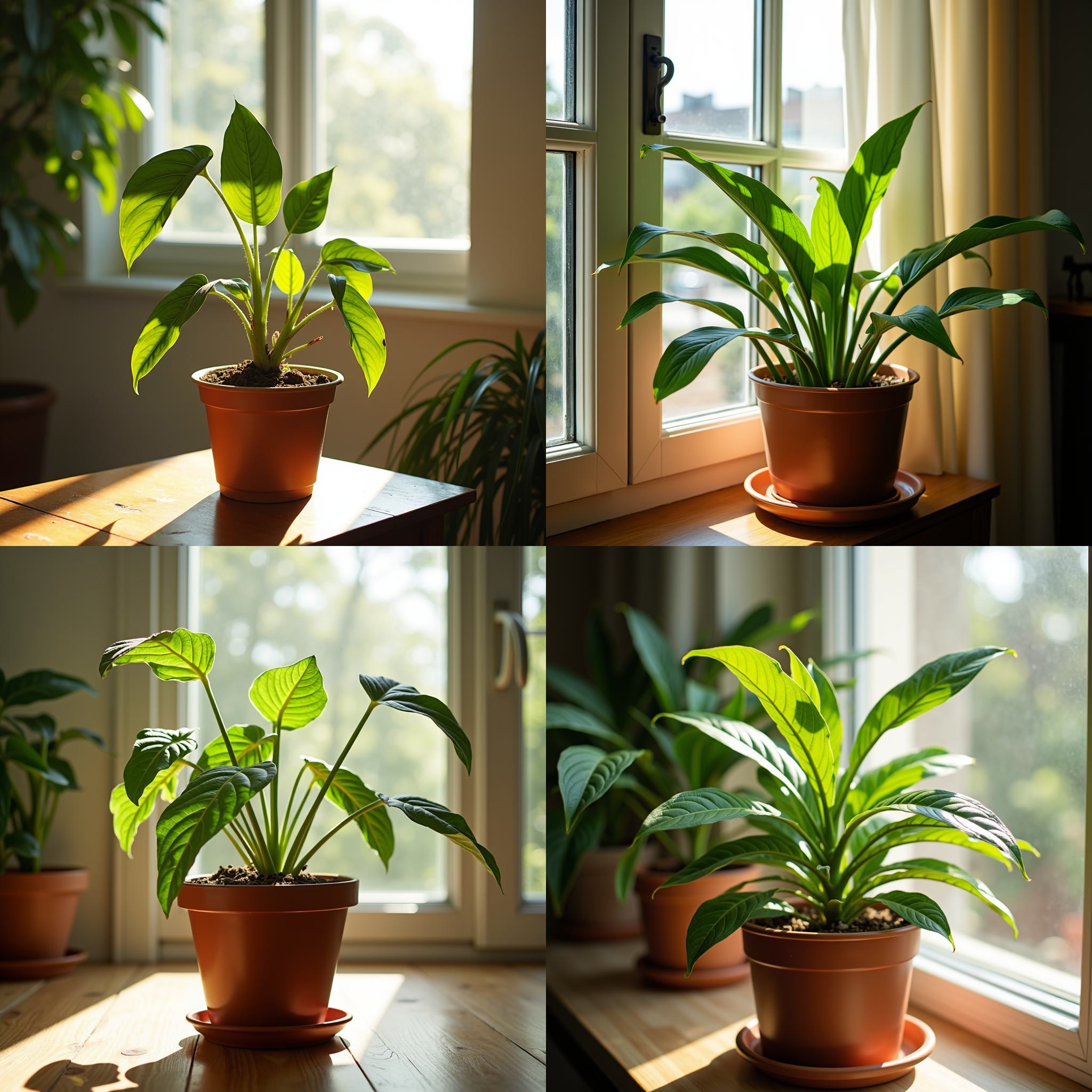 A potted plant kept in ample sunlight for a week