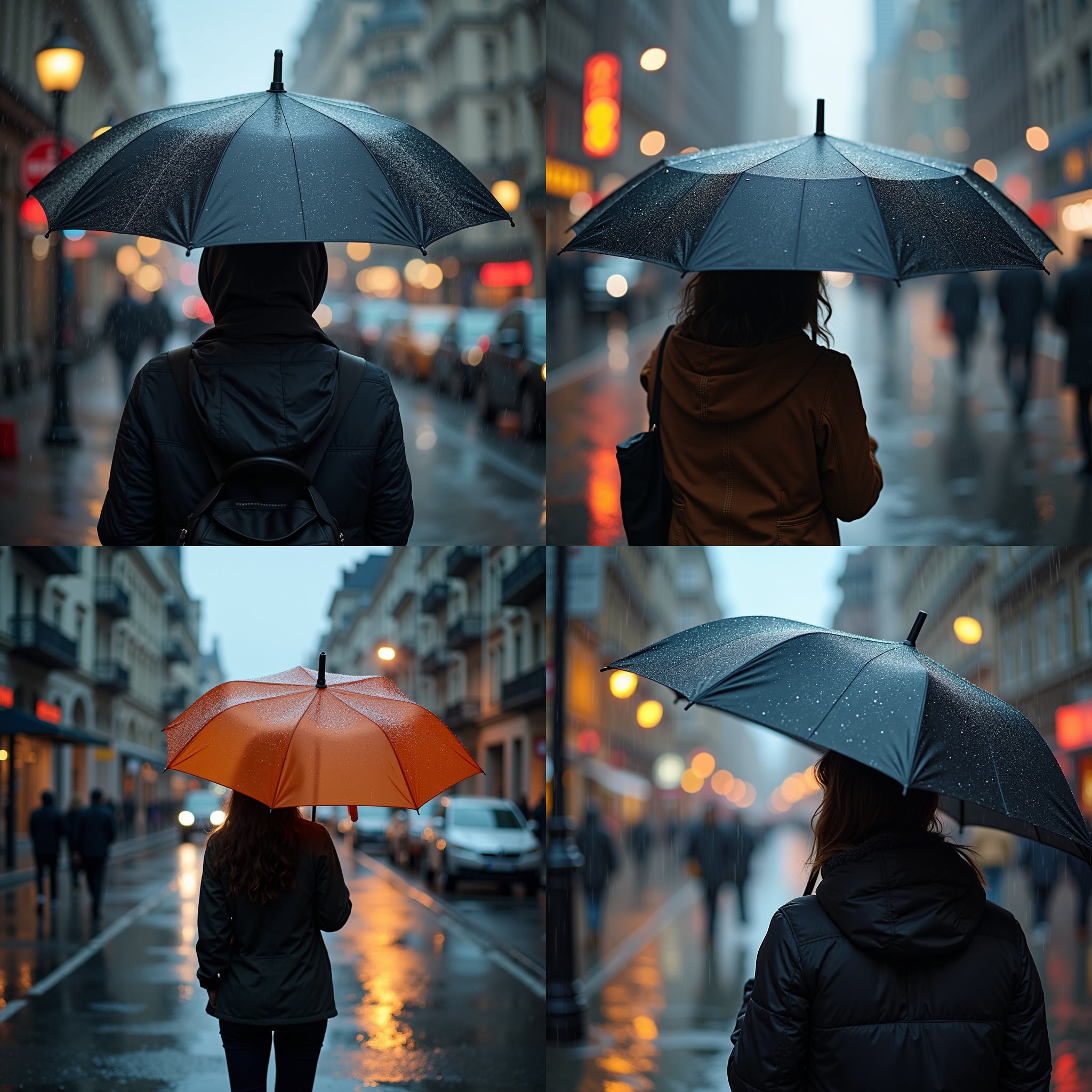 A person with an umbrella outside on a rainy day