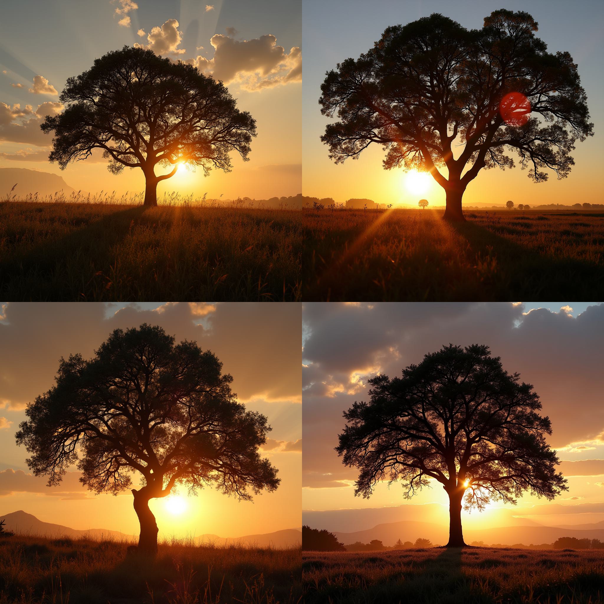 The shadow of a tree at sunset