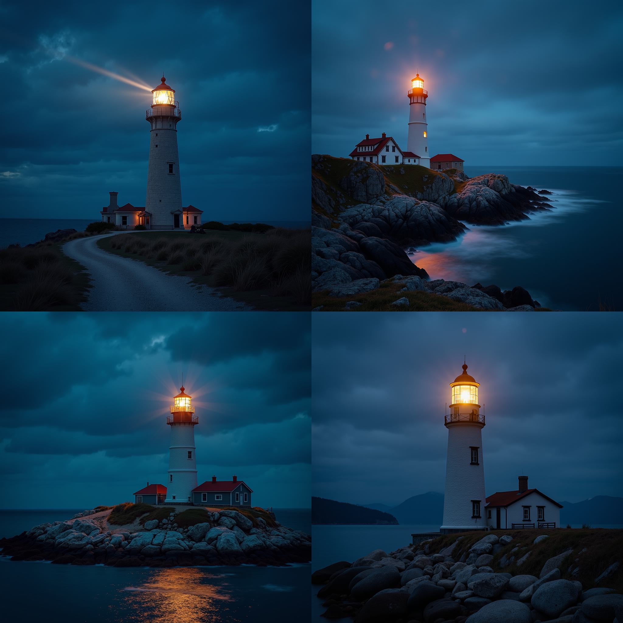 A lighthouse during nighttime