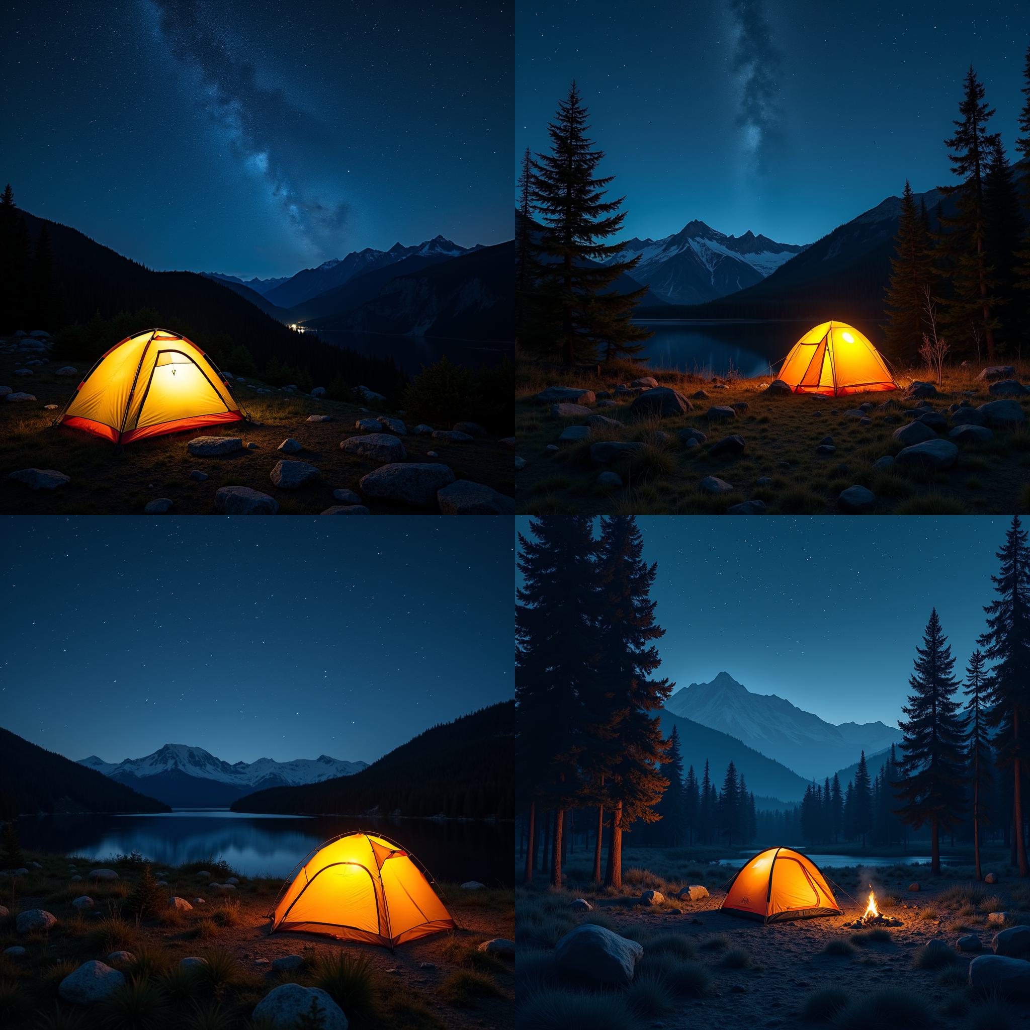 A campsite at night