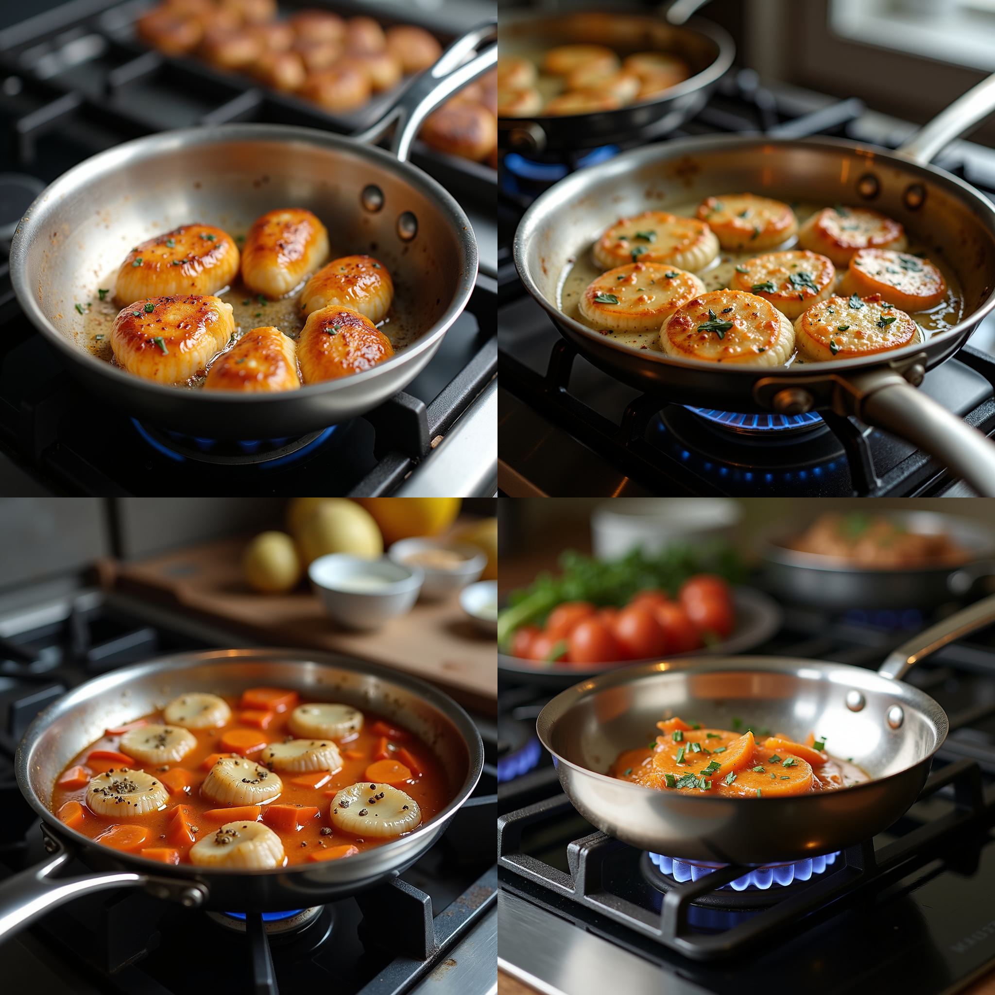 A stainless steel pan heated properly