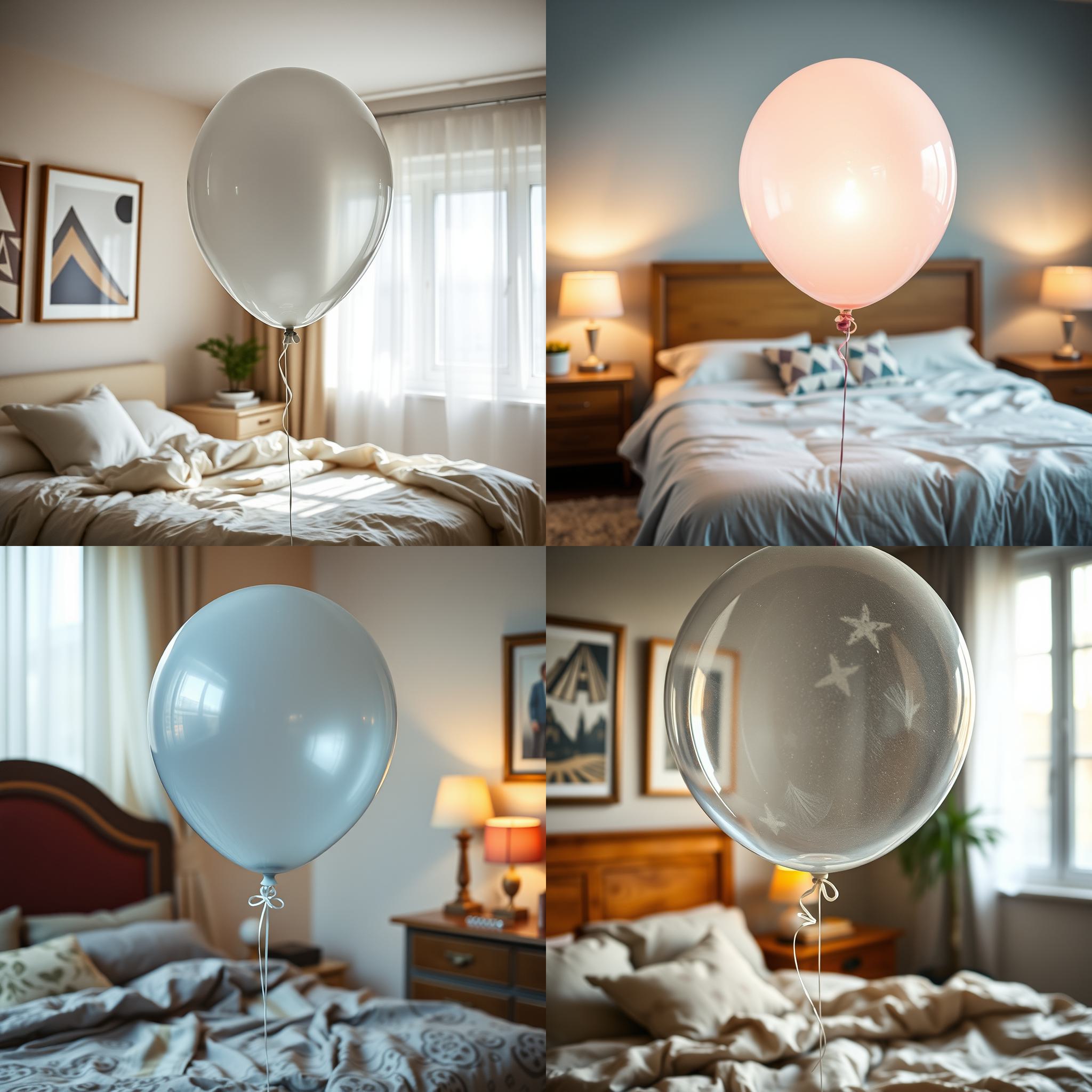 A balloon filled with helium in the bedroom