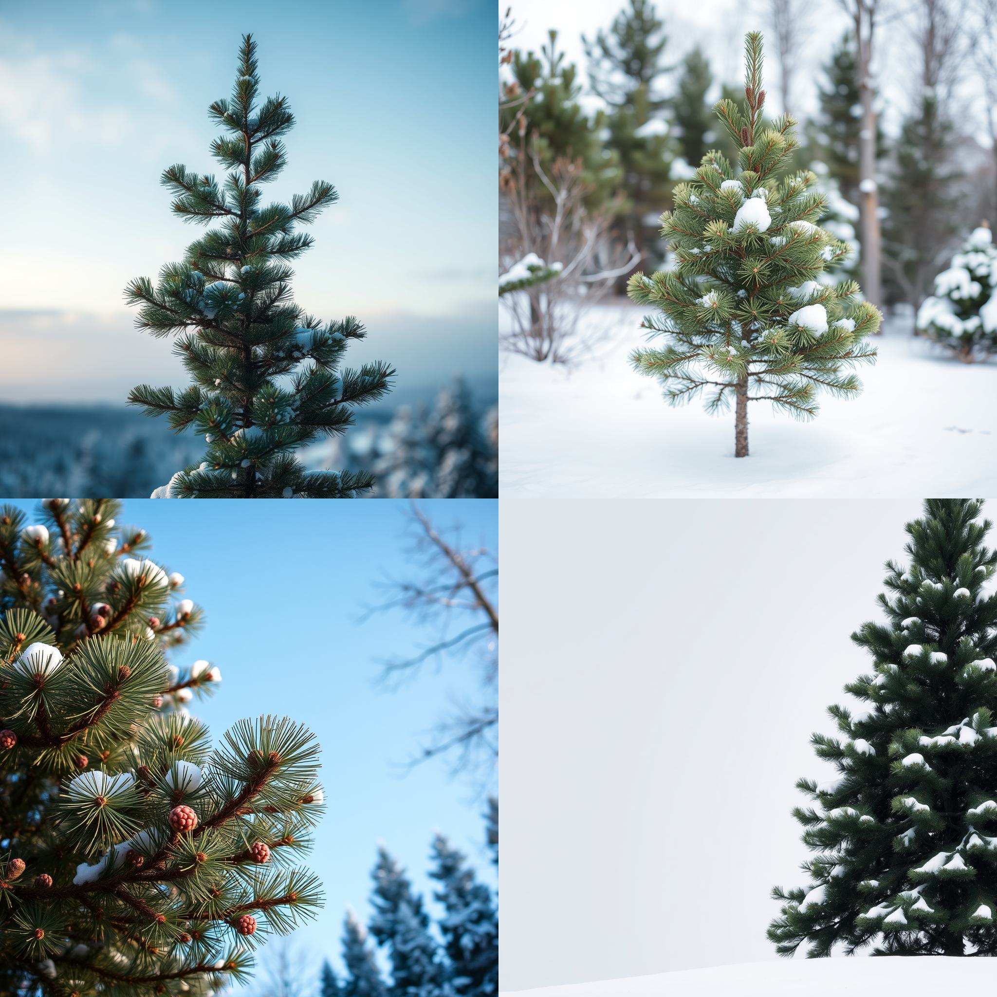 A pine tree in winter