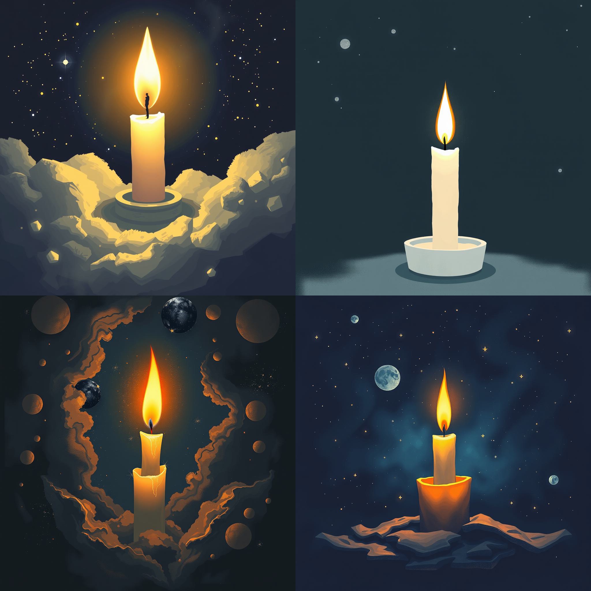 A candle in space