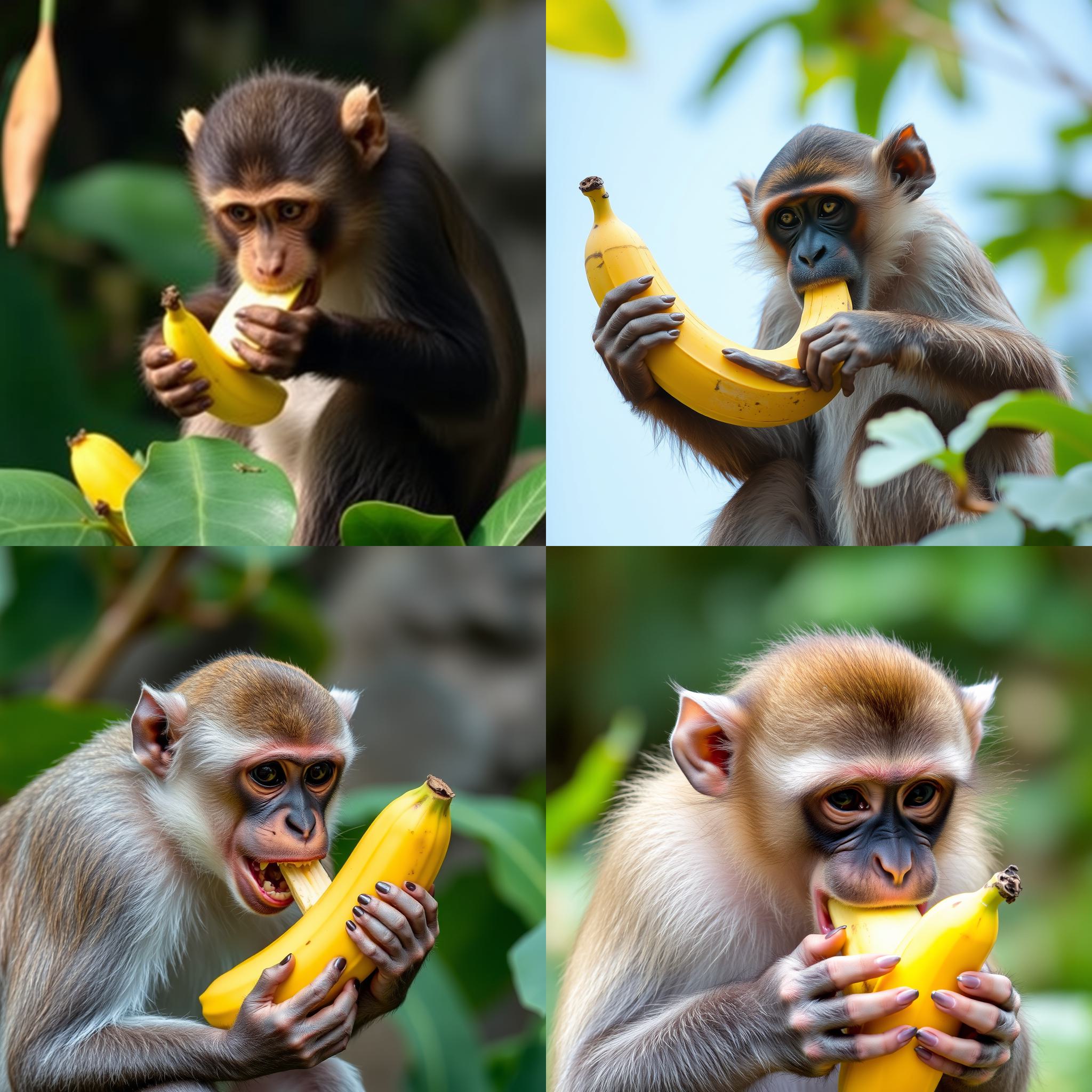 A monkey eating a banana