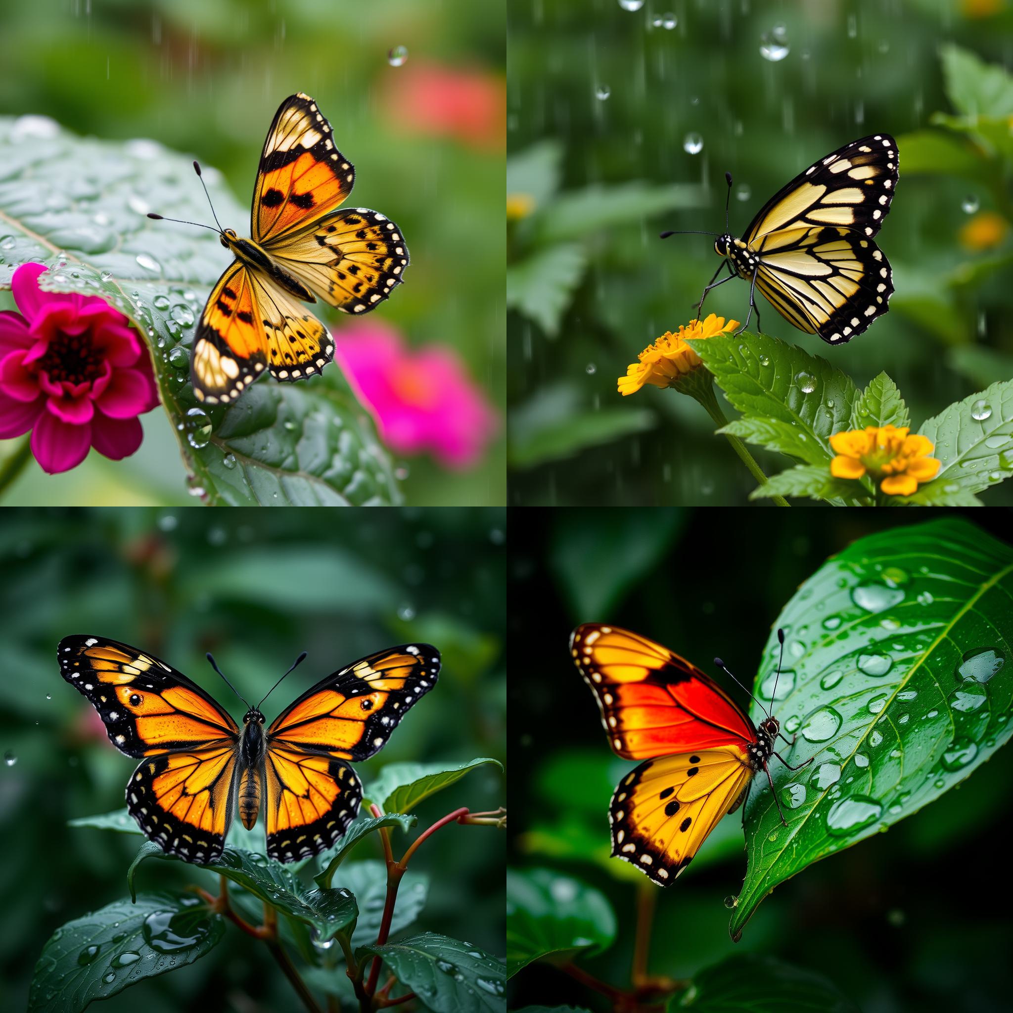 A butterfly on a rainy day