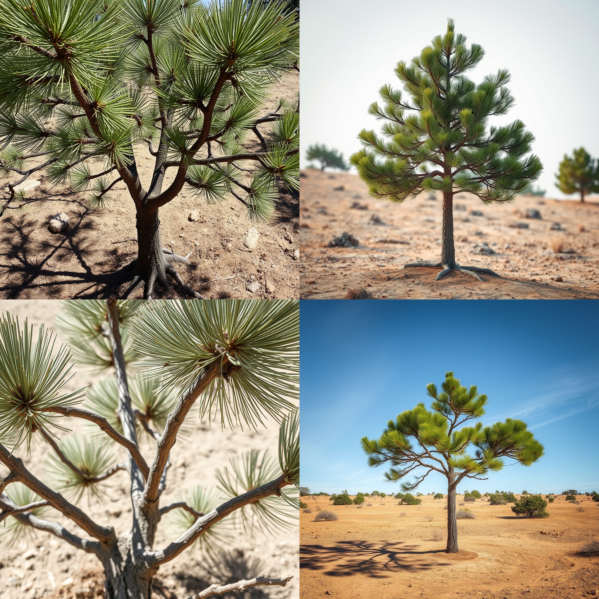 A pine tree in severe drought