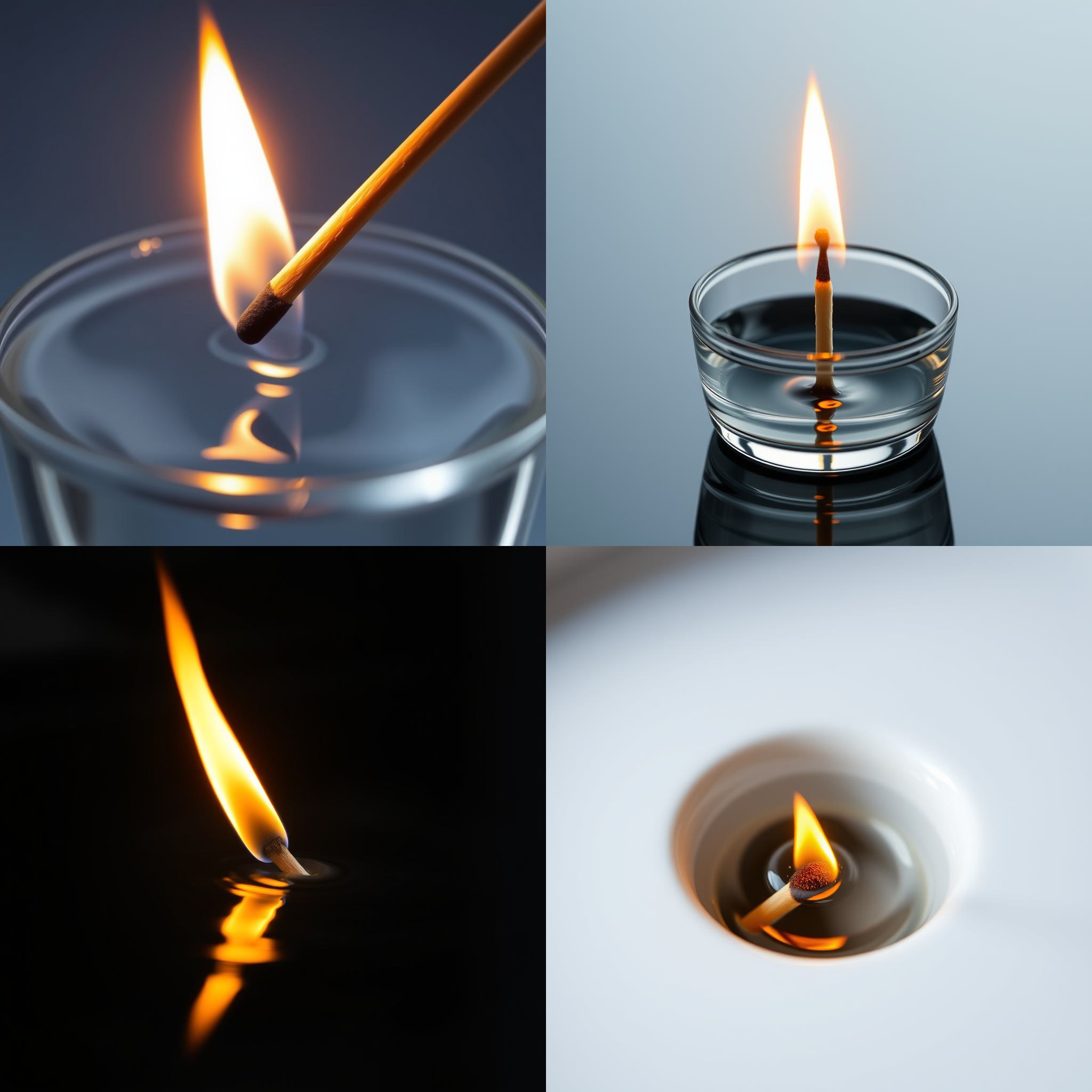 A burning matchstick dipped into water