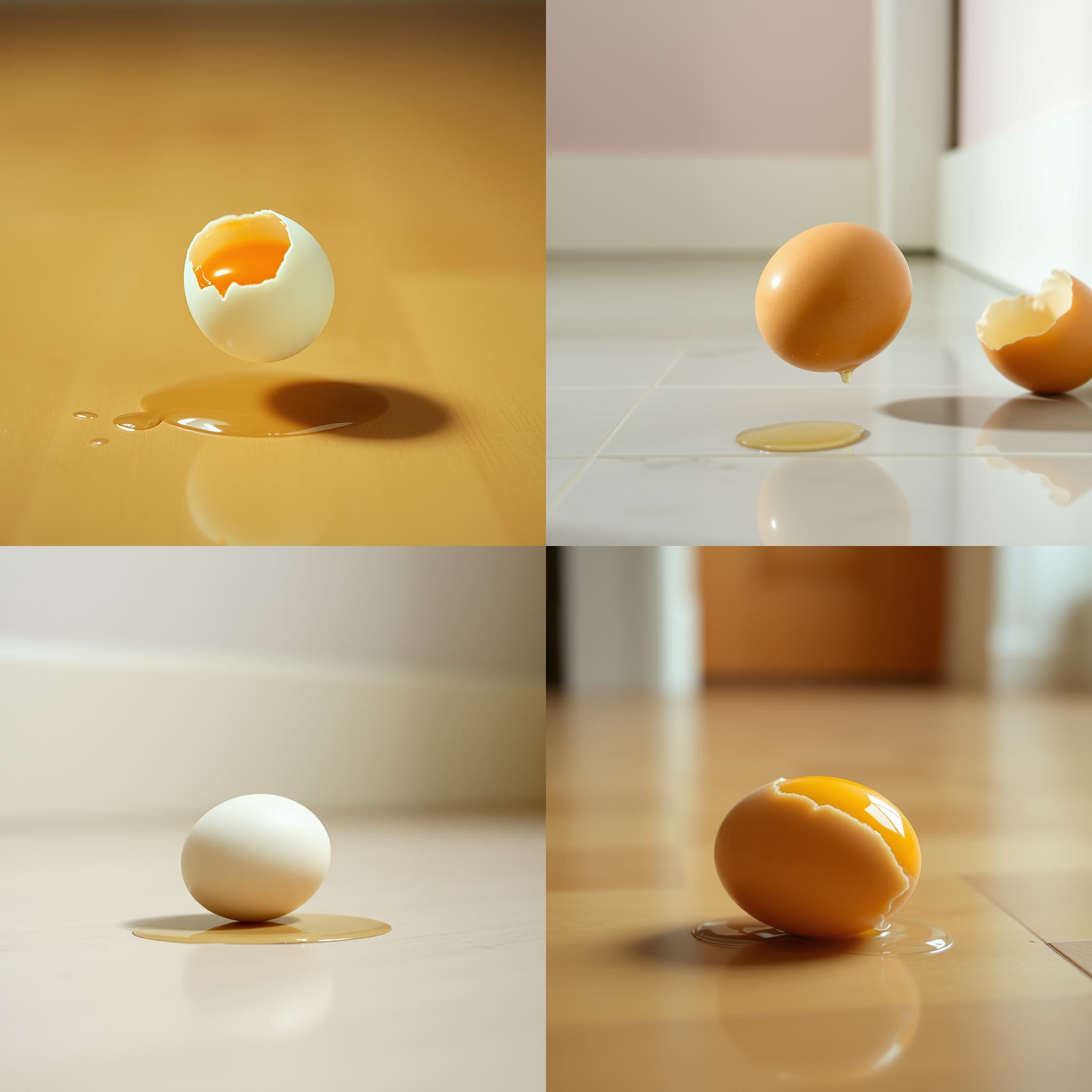 An egg dropped on the floor