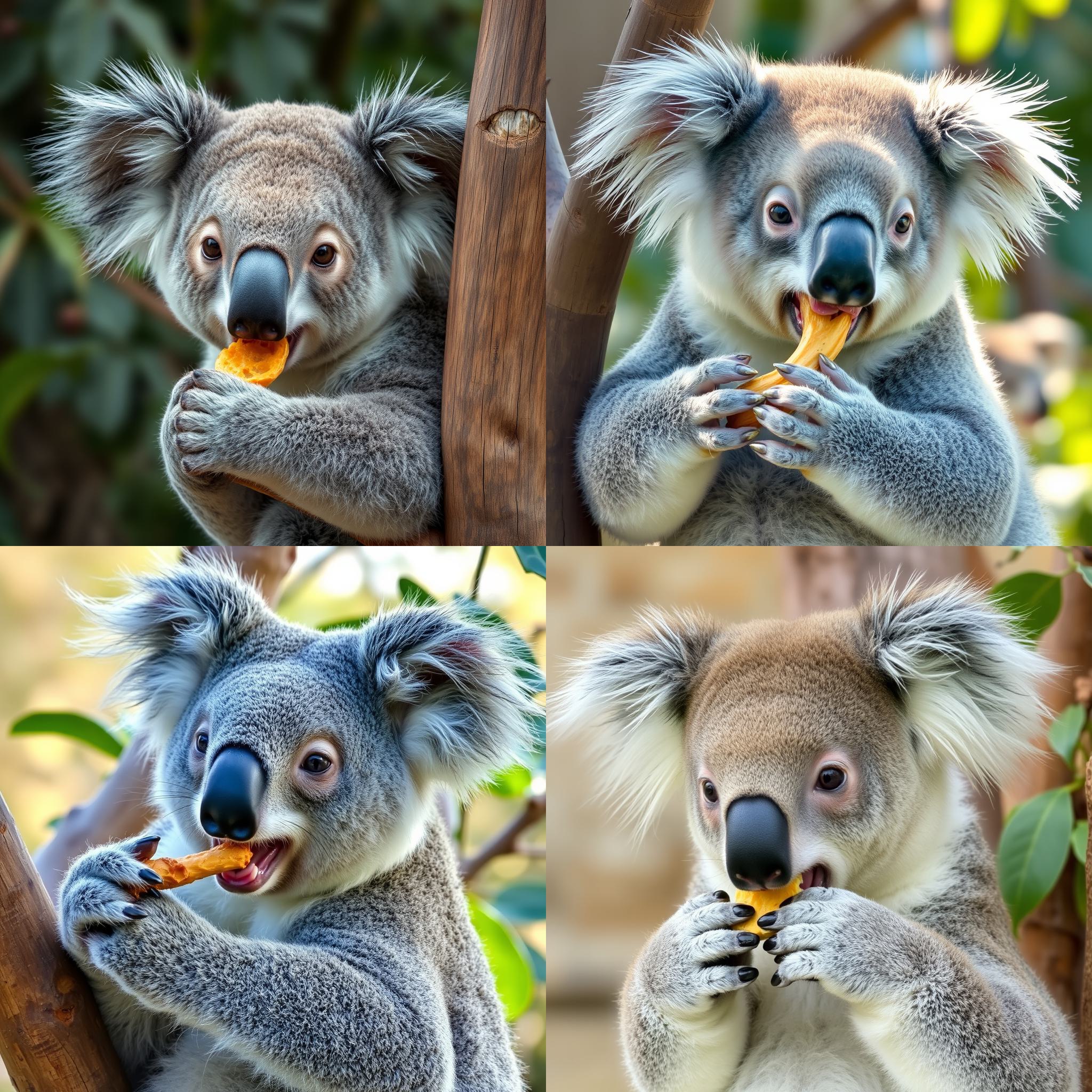 A koala eating