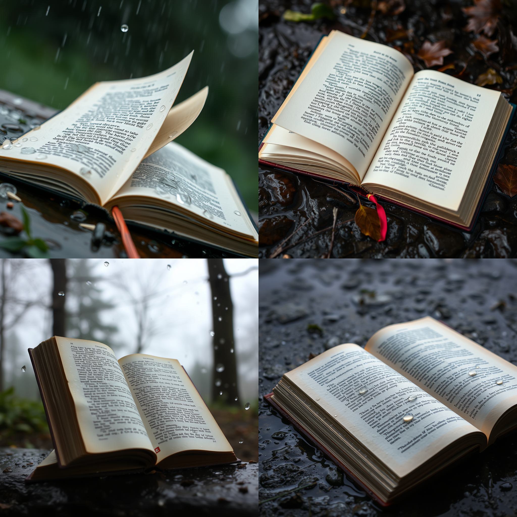 A book left open in the rain