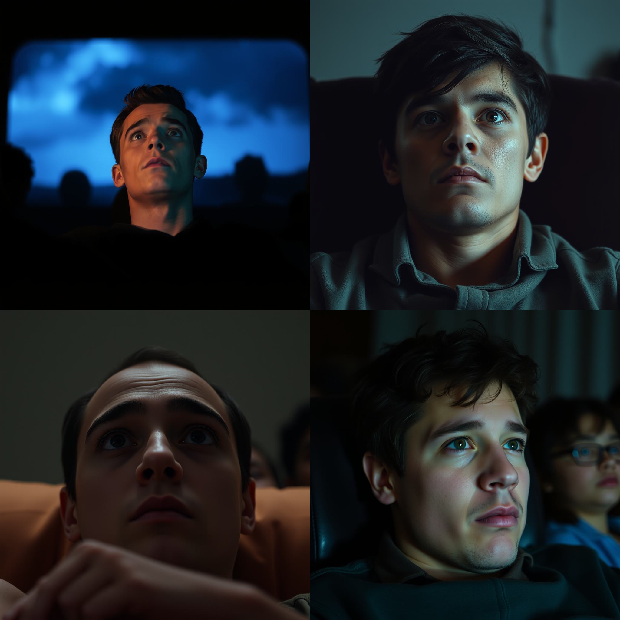 A person's face when watching a sad movie