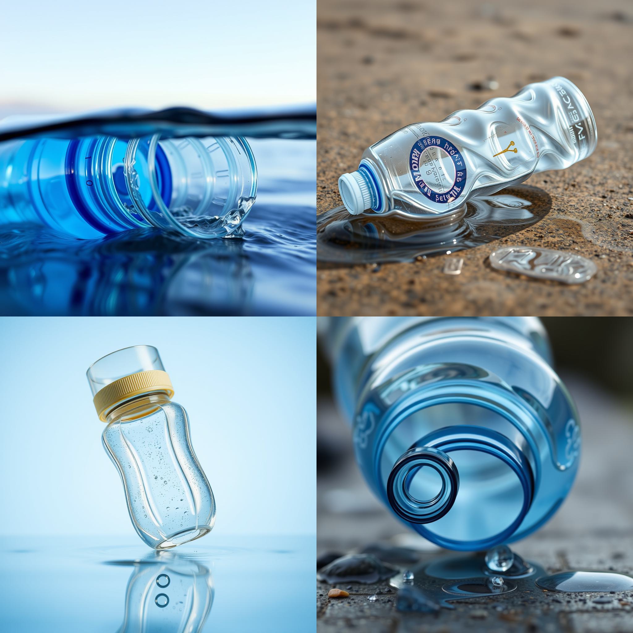 An uncapped water bottle turning upside down