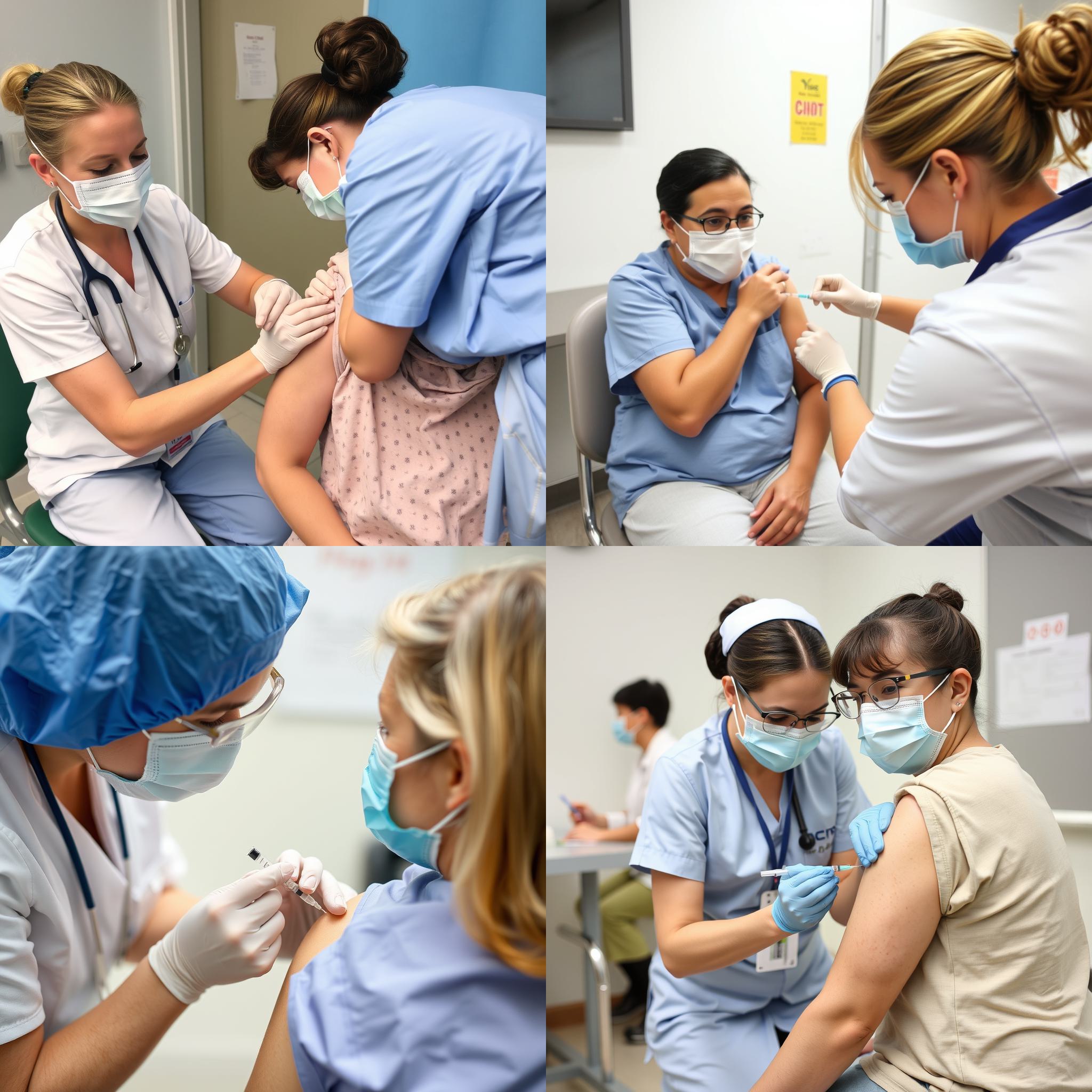 A nurse vaccinating the patient