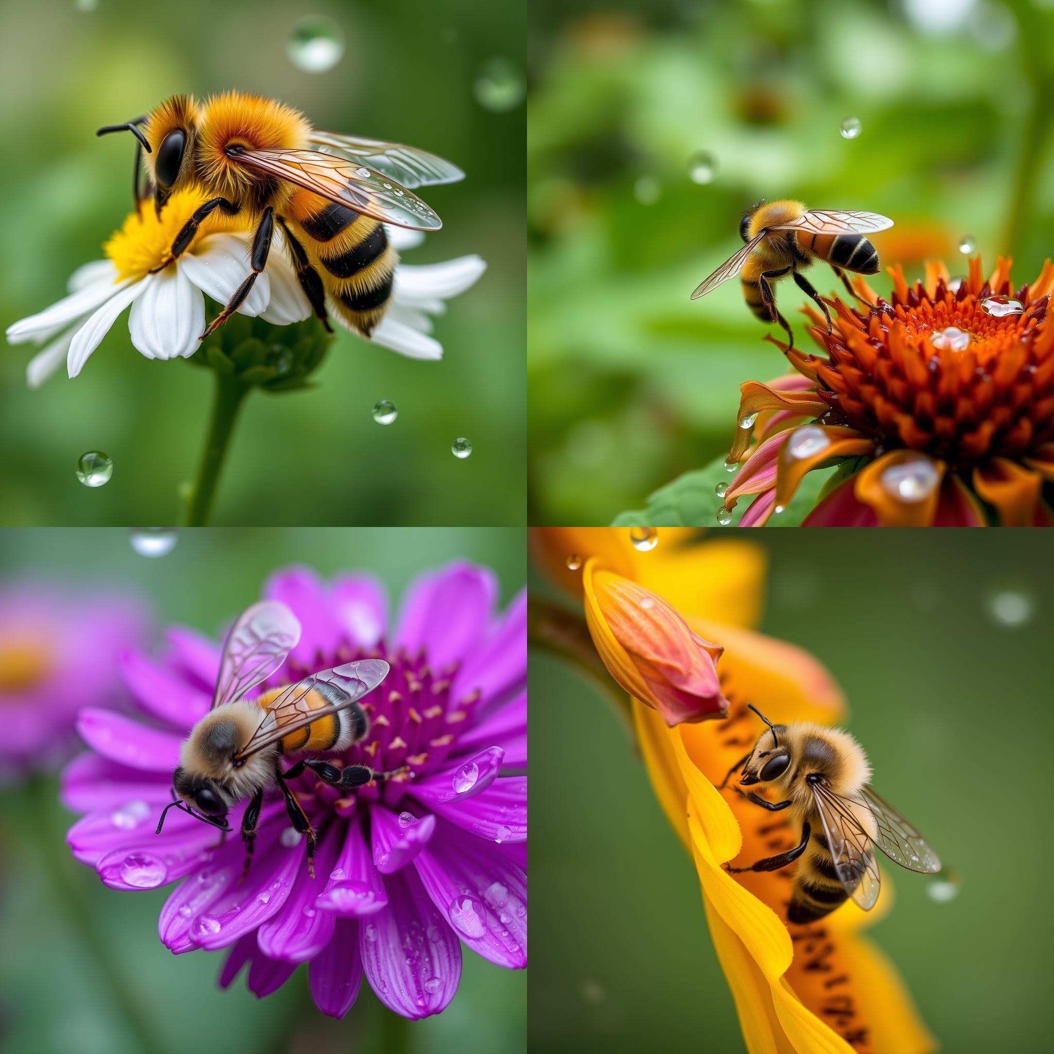 A bee on a rainy day