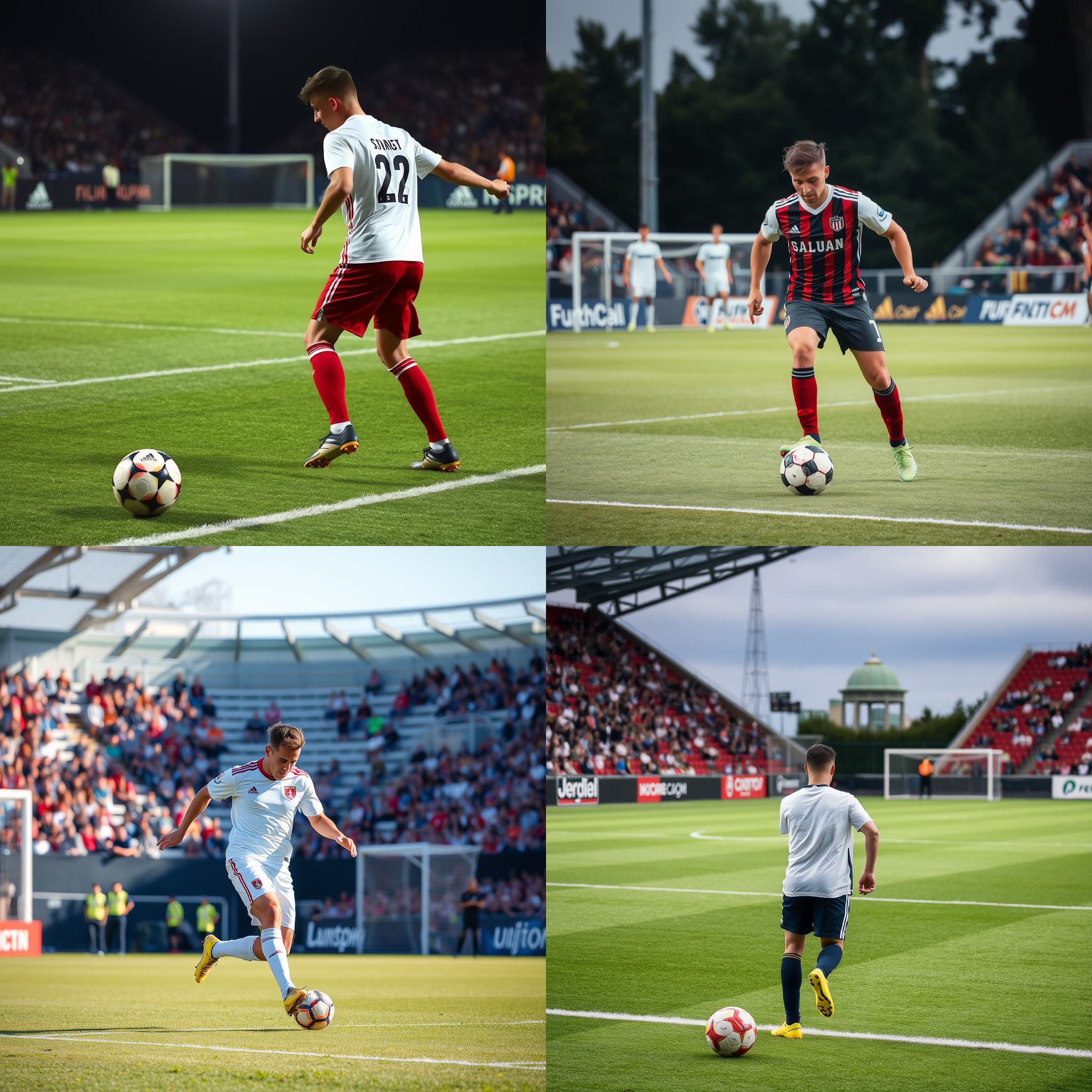 A soccer player ready for the kick-off